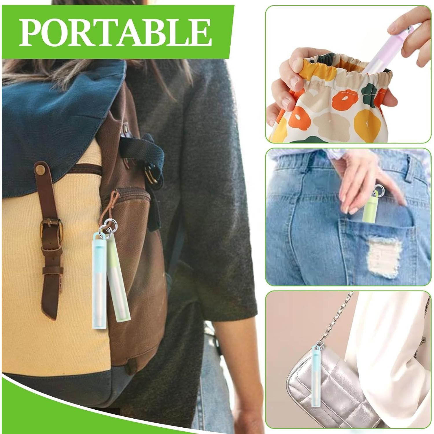 Popotes Reutilizables INVODA 3Pcs Acero Inoxidable Plegables