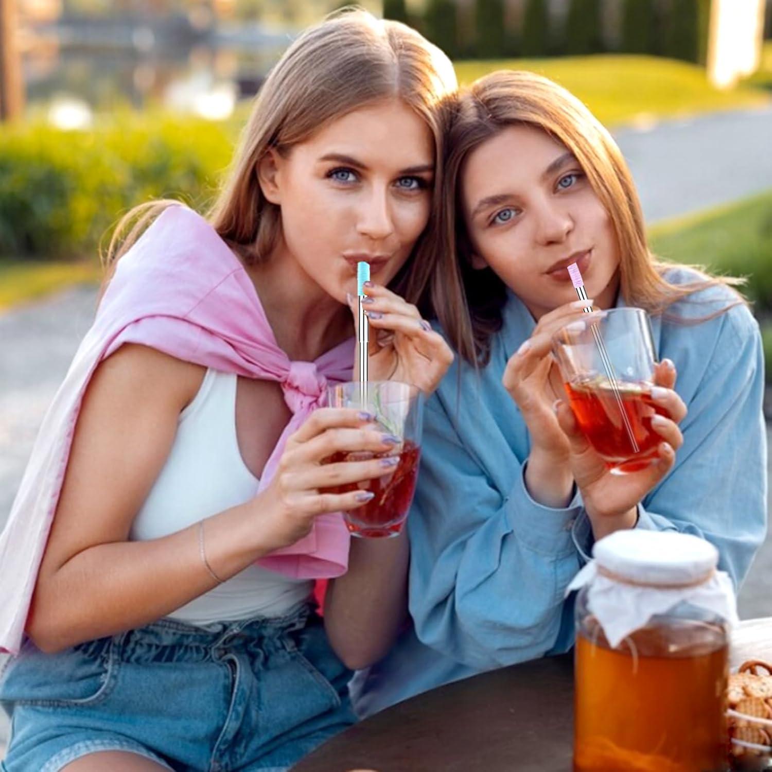 Popotes Reutilizables INVODA 3Pcs Acero Inoxidable Plegables