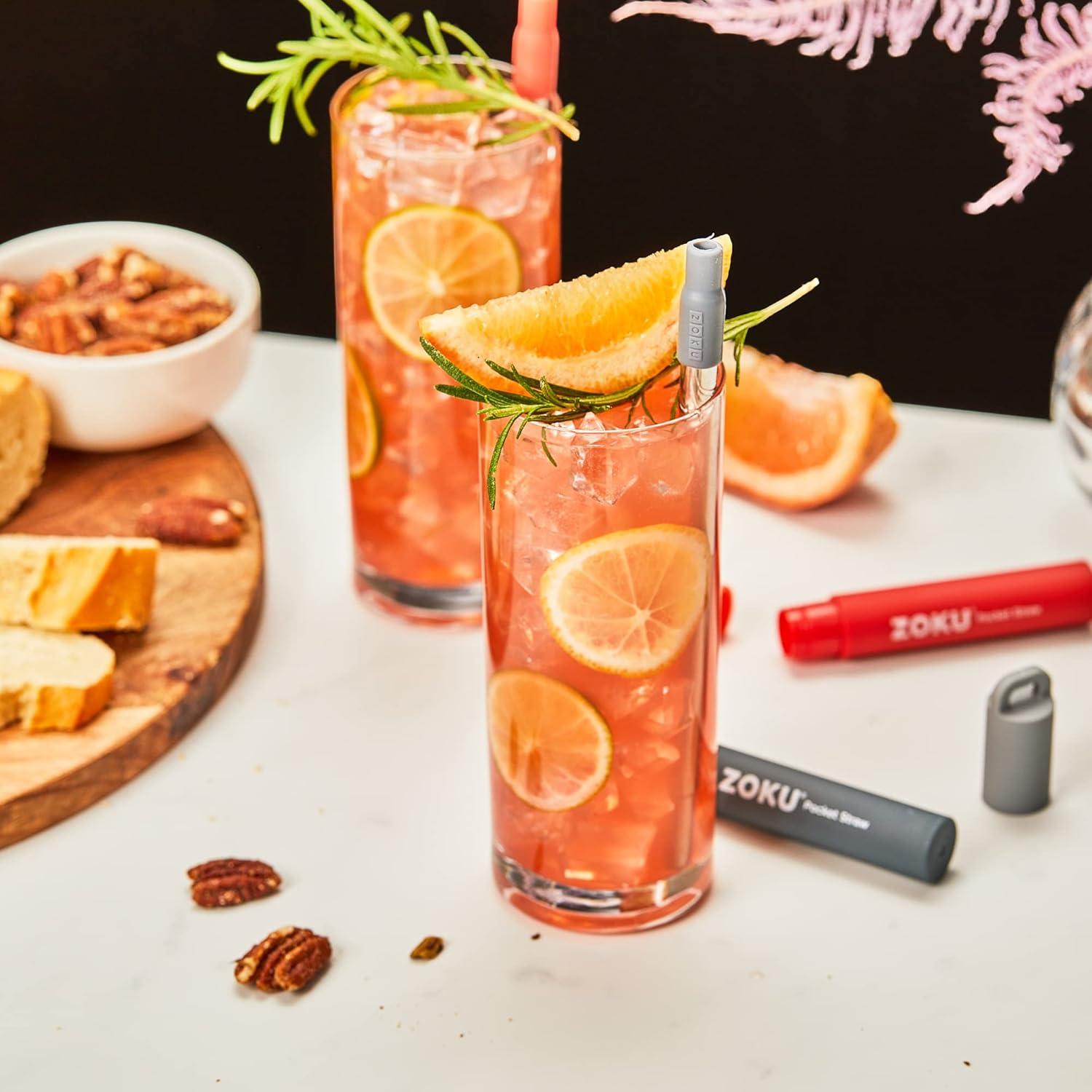 Pajitas Metálicas Reutilizables ZOKU 3 Unidades Plegables