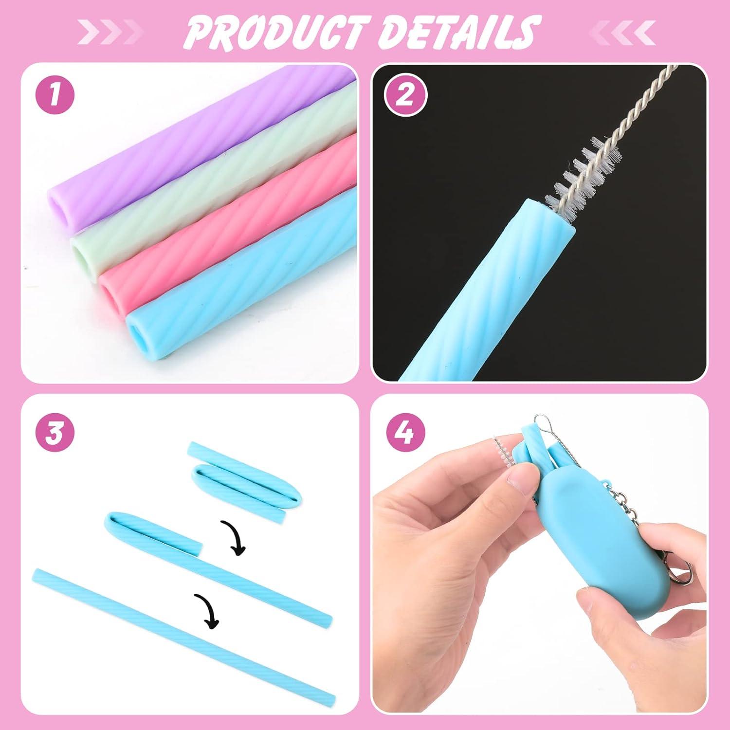 Pajitas Reutilizables Prasacco 4 Piezas con Estuche Portátil