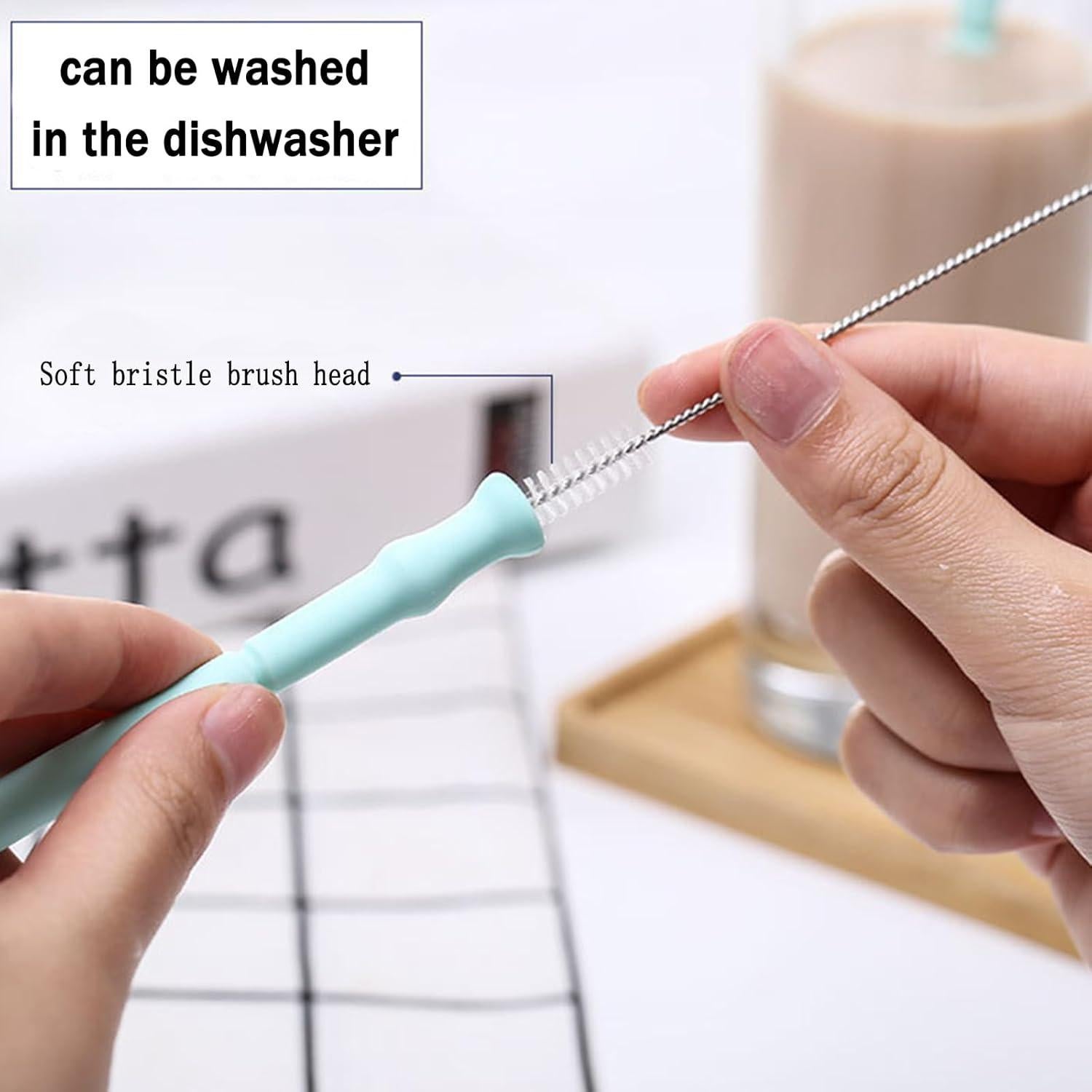 Set de Popotes de Silicona Reutilizables AQUGOO 17.78 cm Rojo