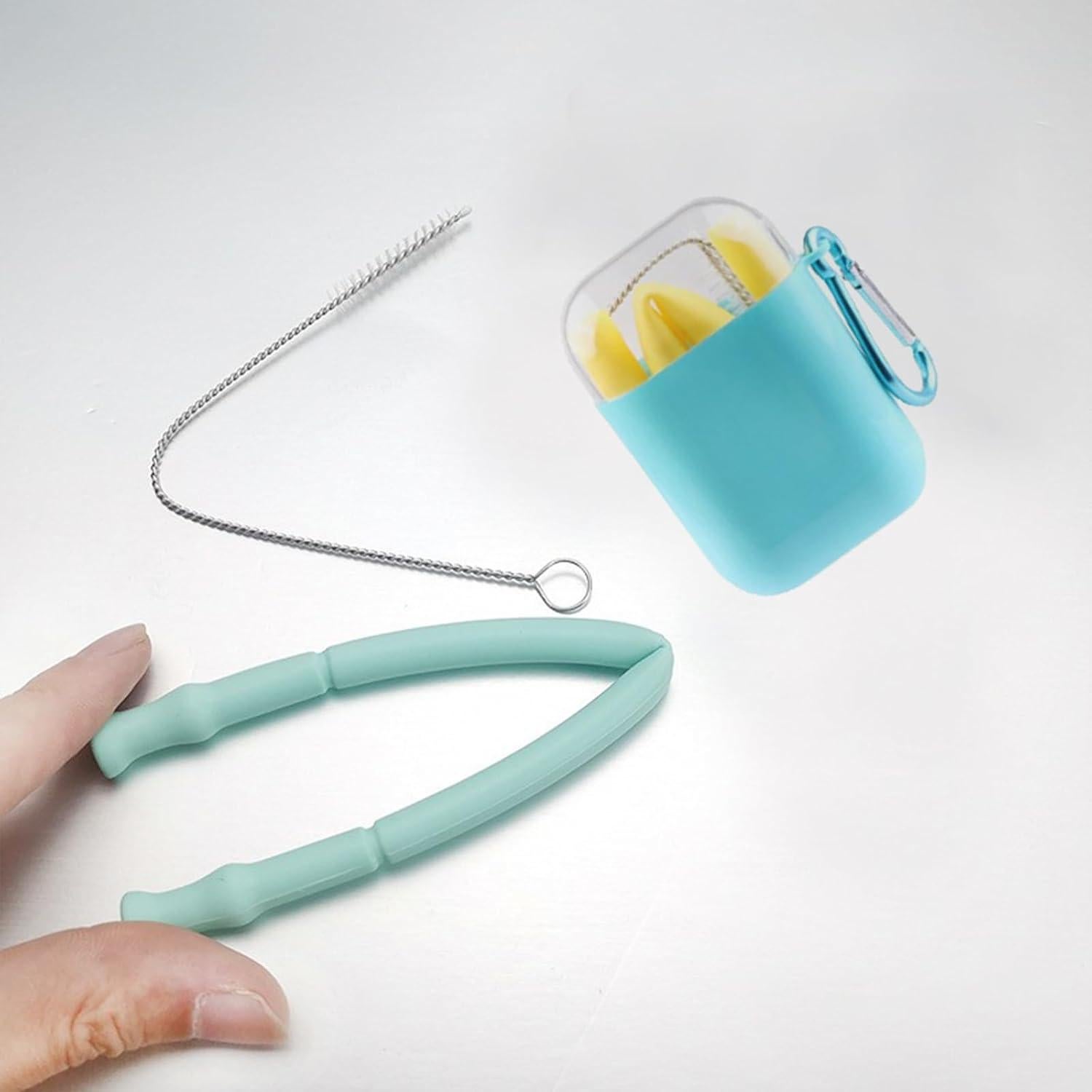 Set de Popotes de Silicona Reutilizables AQUGOO 17.78 cm Rojo