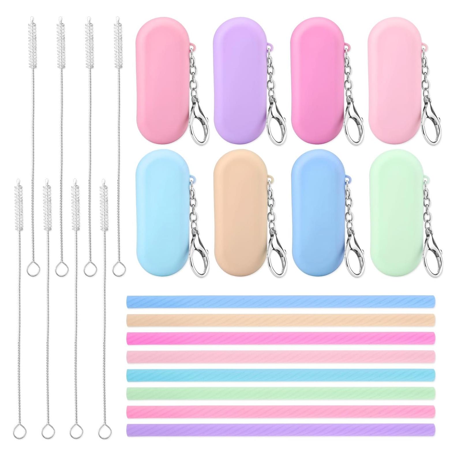 8 Popotes Reutilizables de Silicona Larrel con Estuche