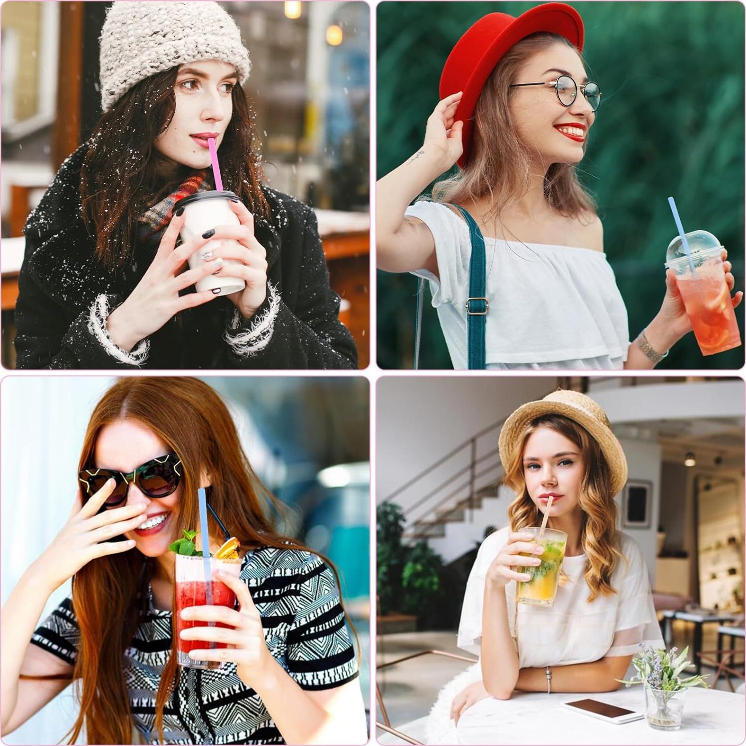 8 Popotes Reutilizables de Silicona Larrel con Estuche