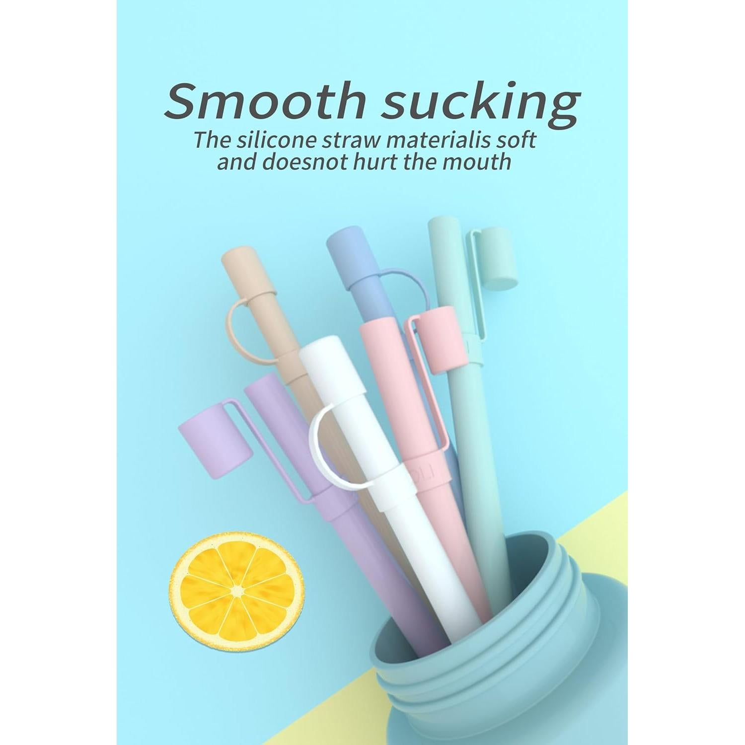 Popotes de Silicona Reutilizables Doboli 30.48 cm con Cubierta - 6 Unidades