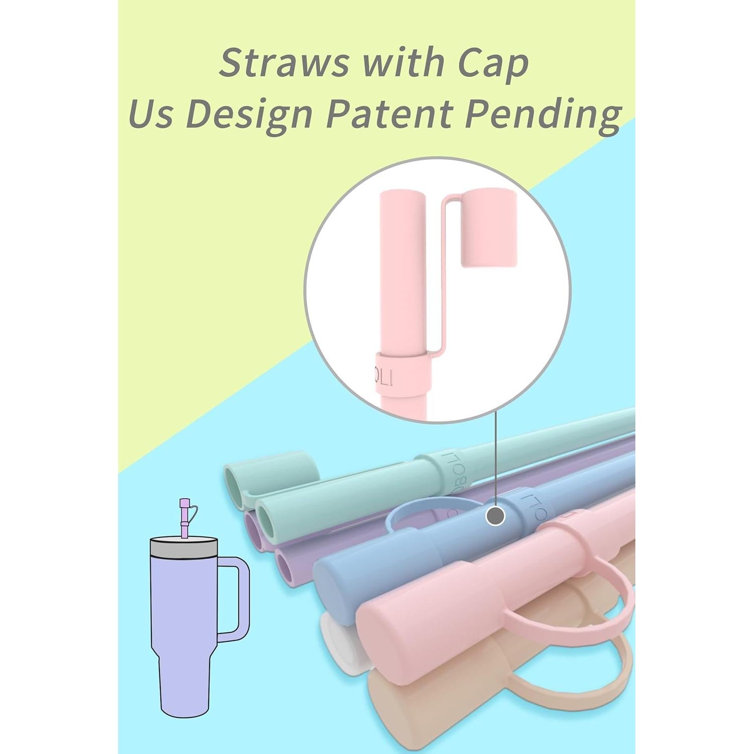 Popotes de Silicona Reutilizables Doboli 30.48 cm con Cubierta - 6 Unidades