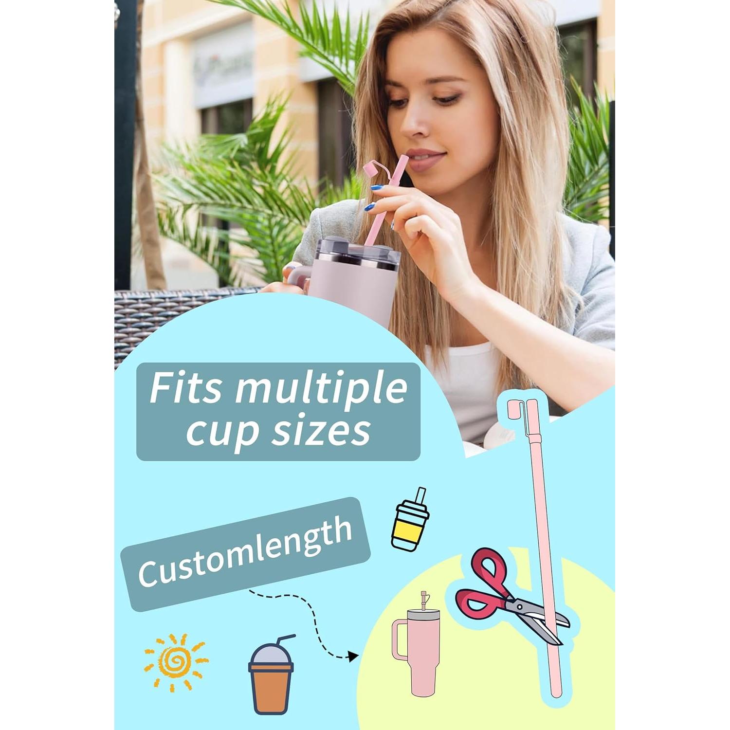 Popotes de Silicona Reutilizables Doboli 30.48 cm con Cubierta - 6 Unidades