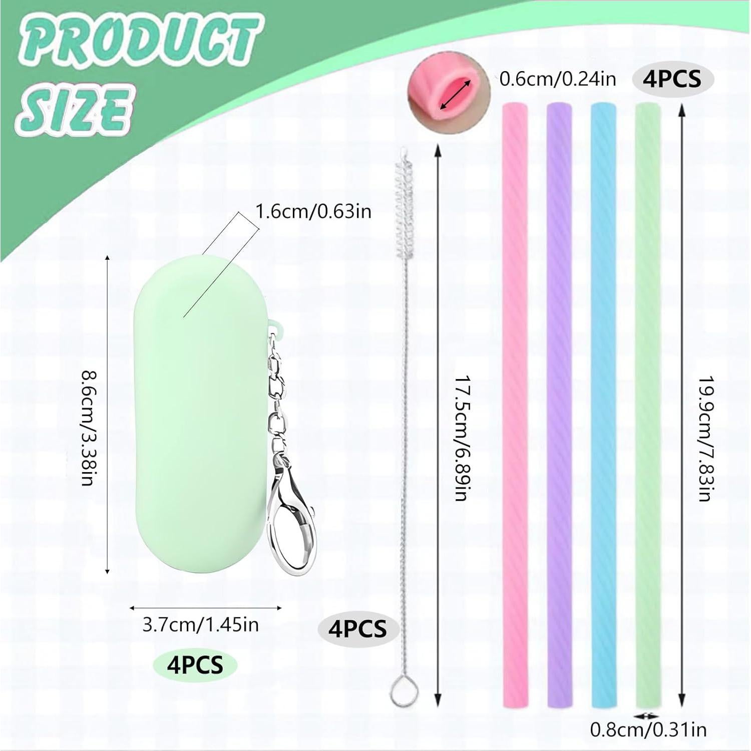 Popotes de Silicona Reutilizables YMCLUB 4 Piezas con Estuche