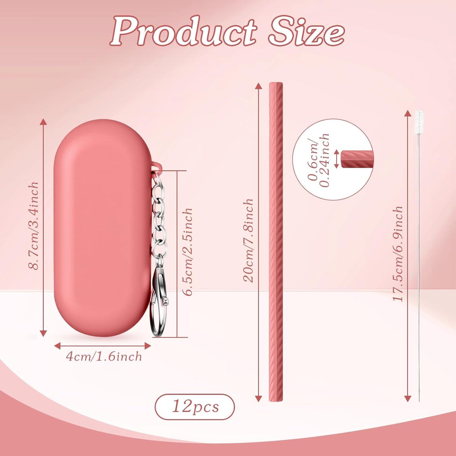 Juego de Pajitas de Silicona Reutilizables Honeydak 12 Piezas