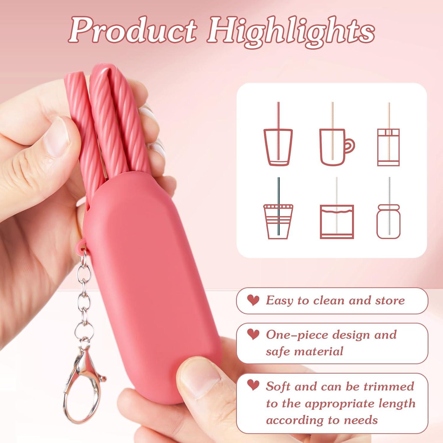 Juego de Pajitas de Silicona Reutilizables Honeydak 12 Piezas