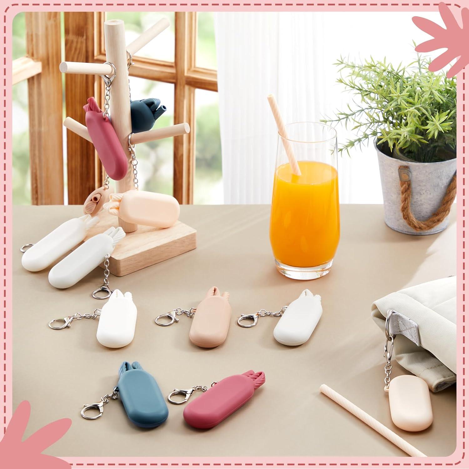 Juego de Pajitas de Silicona Reutilizables Honeydak 12 Piezas