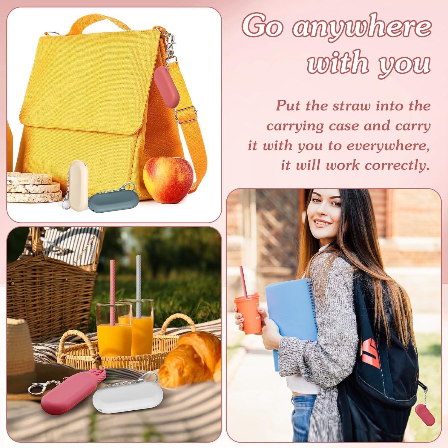 Juego de Pajitas de Silicona Reutilizables Honeydak 12 Piezas