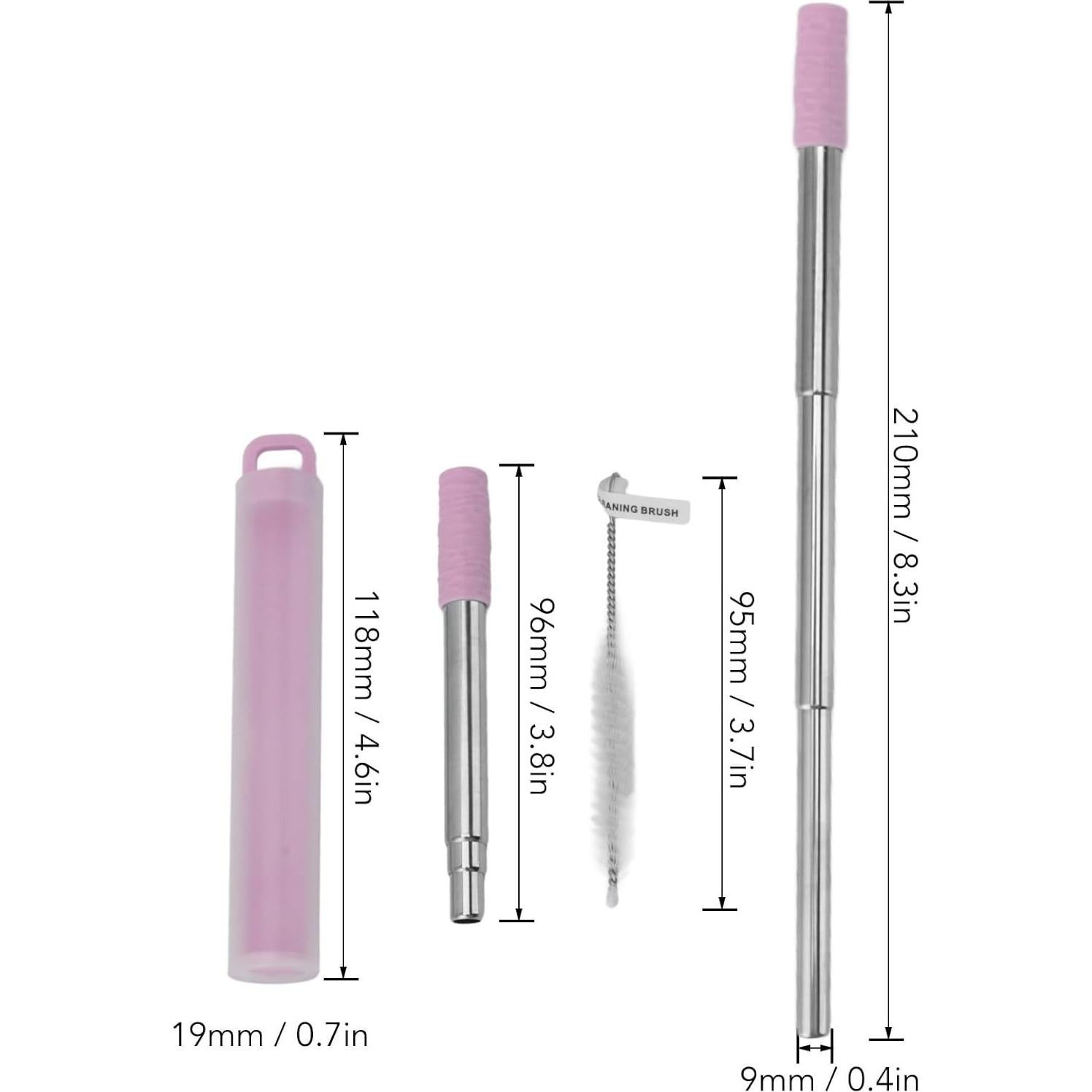 Popote Plegable de Acero Inoxidable Enforose con Punta de Silicona