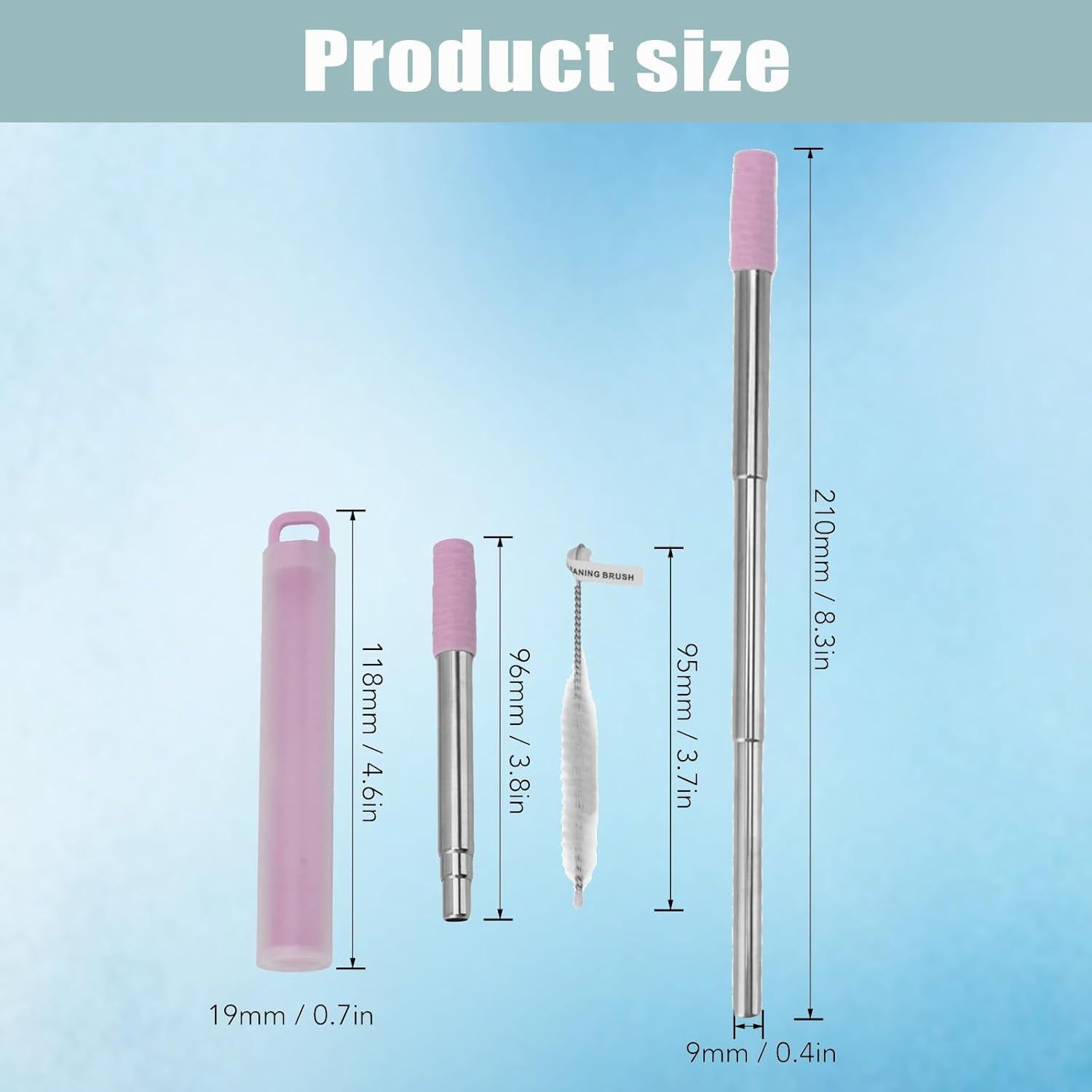 Popote Plegable de Acero Inoxidable Enforose con Punta de Silicona