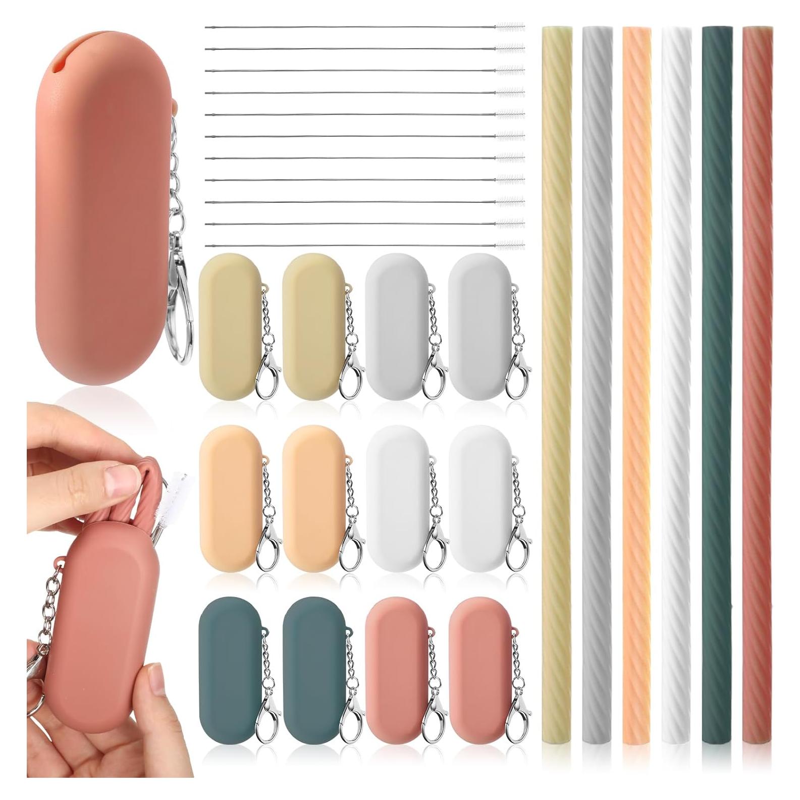 Juego de Pajitas de Silicona Reutilizables Zhehao 12 Piezas