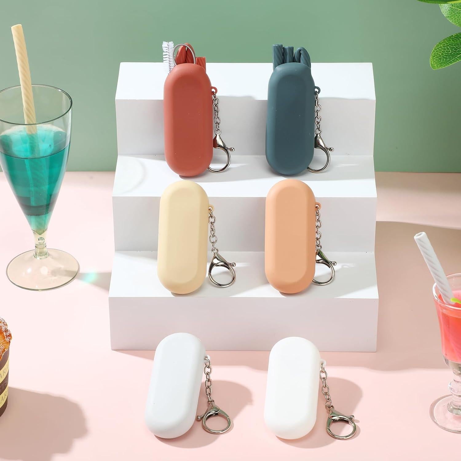 Juego de Pajitas de Silicona Reutilizables Zhehao 12 Piezas