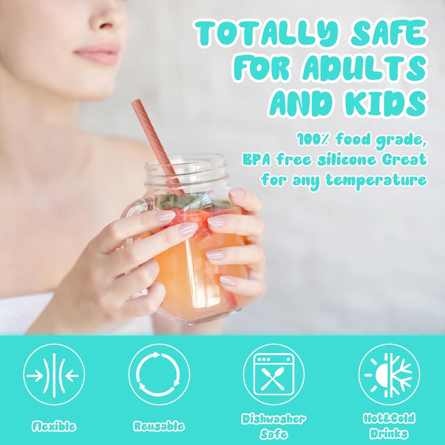 Juego de Pajitas de Silicona Reutilizables Zhehao 12 Piezas