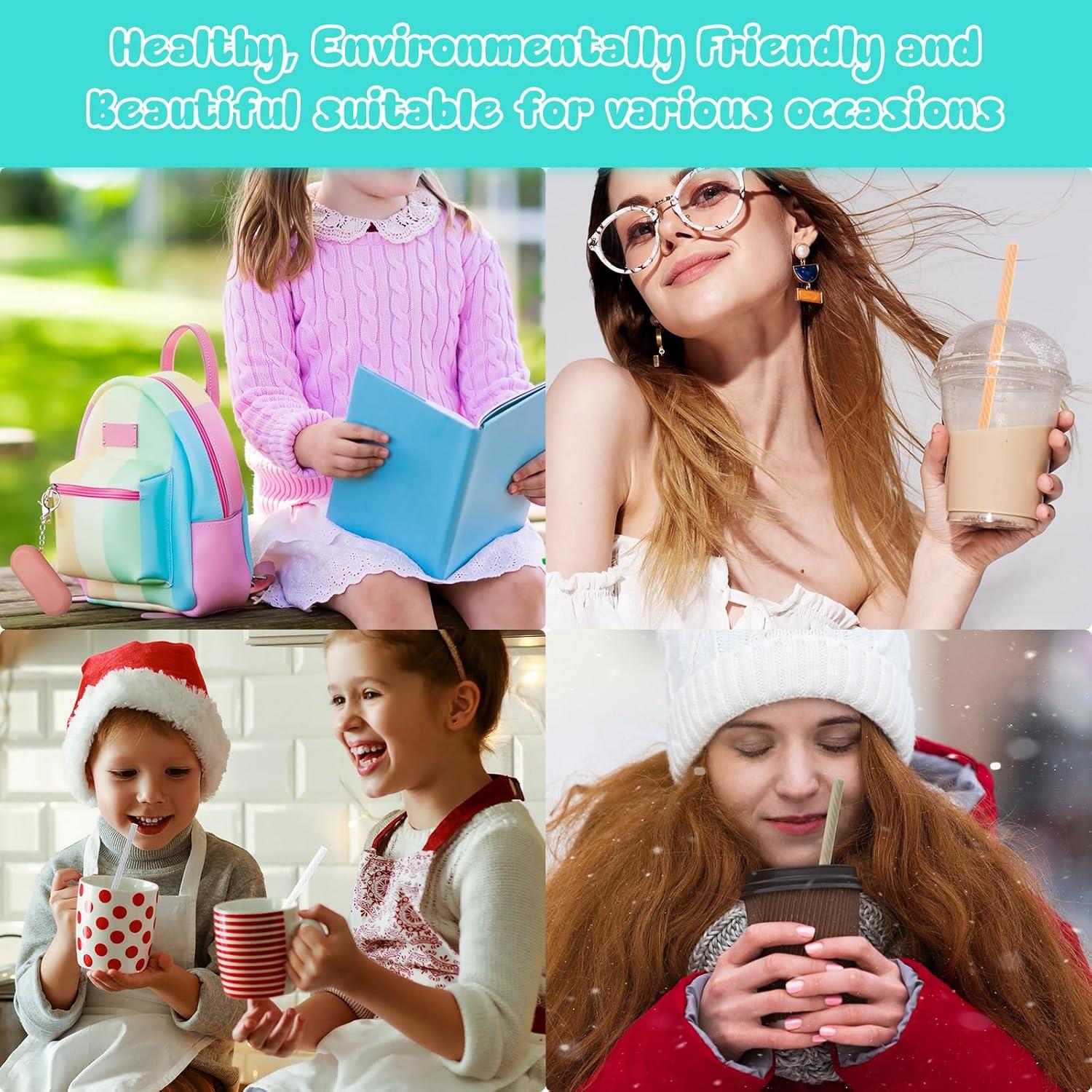 Juego de Pajitas de Silicona Reutilizables Zhehao 12 Piezas