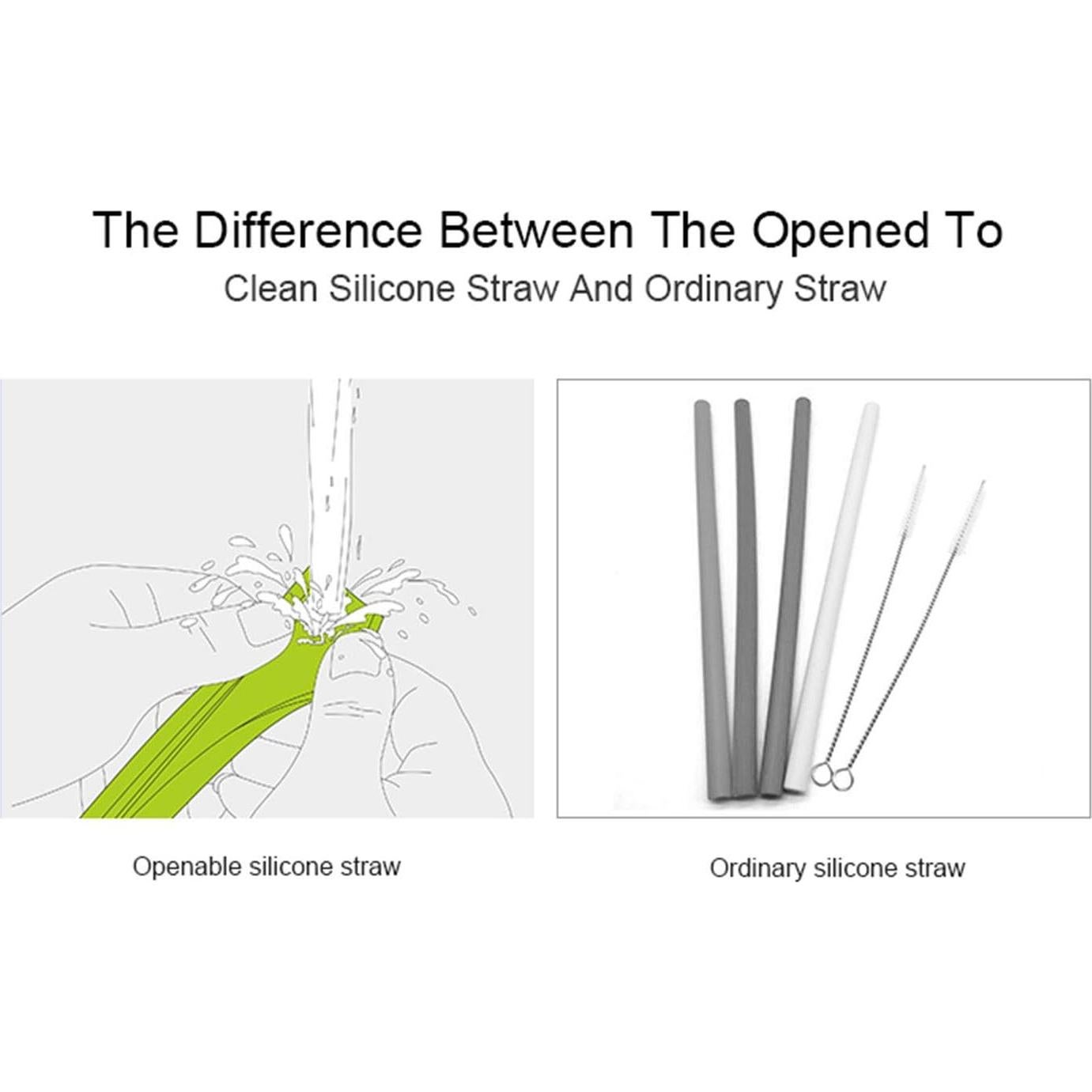 Popotes de Silicona Reutilizables Evron - 4 Piezas, 23.1 cm, Ecológicos