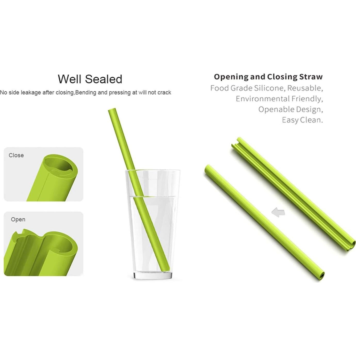 Popotes de Silicona Reutilizables Evron - 4 Piezas, 23.1 cm, Ecológicos