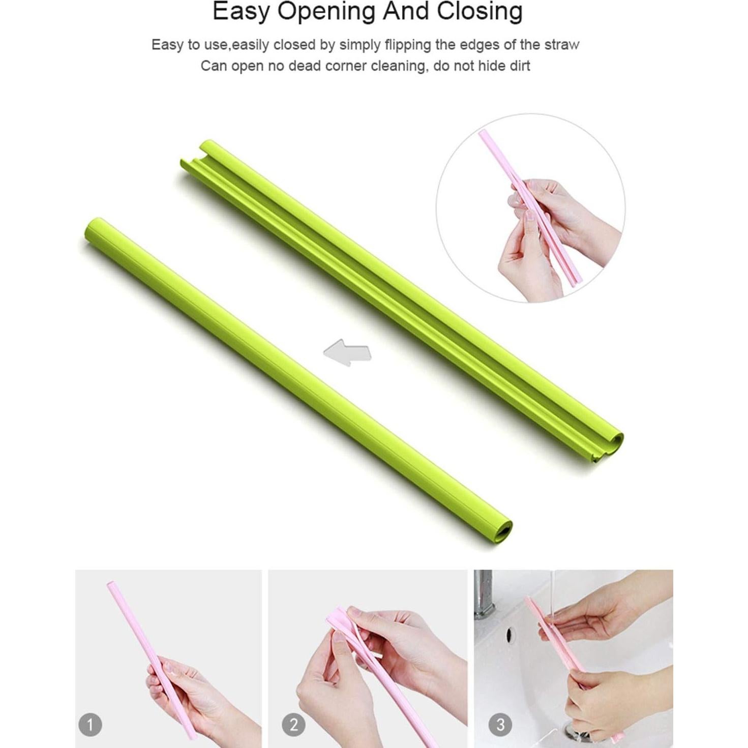 Popotes de Silicona Reutilizables Evron - 4 Piezas, 23.1 cm, Ecológicos