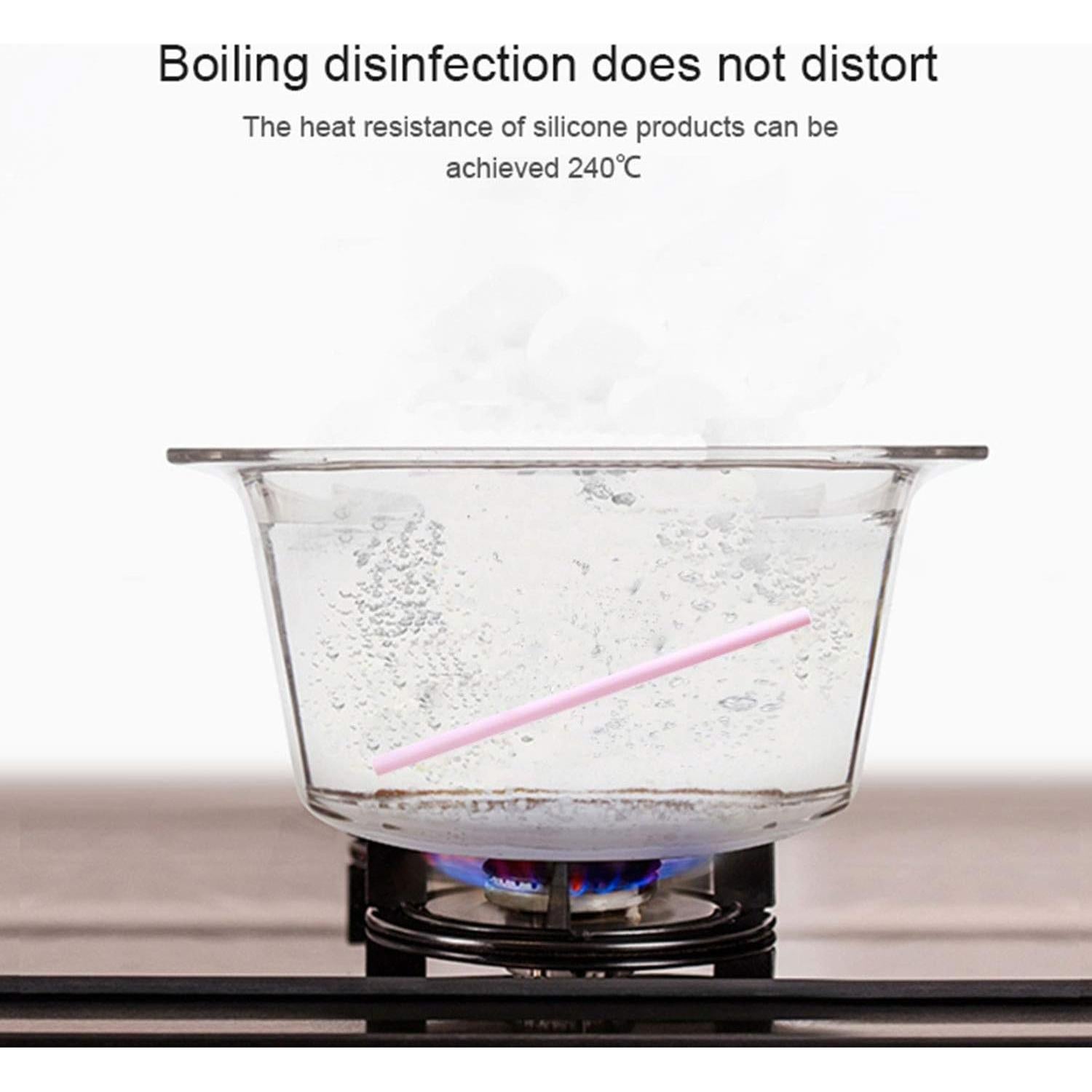 Popotes de Silicona Reutilizables Evron - 4 Piezas, 23.1 cm, Ecológicos