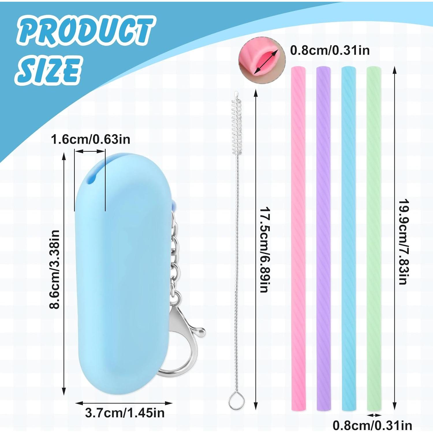 Set de 4 Pajitas de Silicona Reutilizables Cobee con Estuches