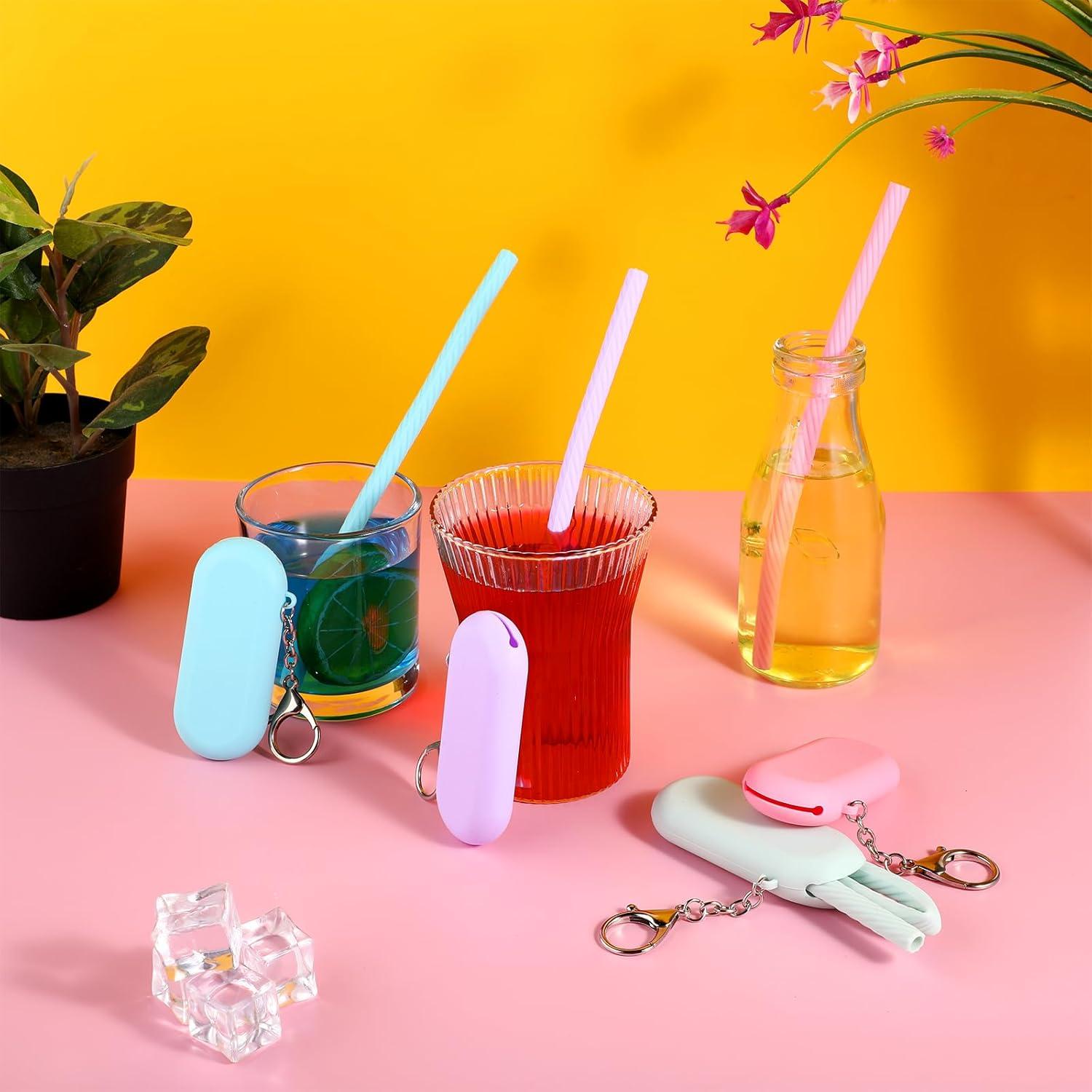 Set de 4 Pajitas de Silicona Reutilizables Cobee con Estuches