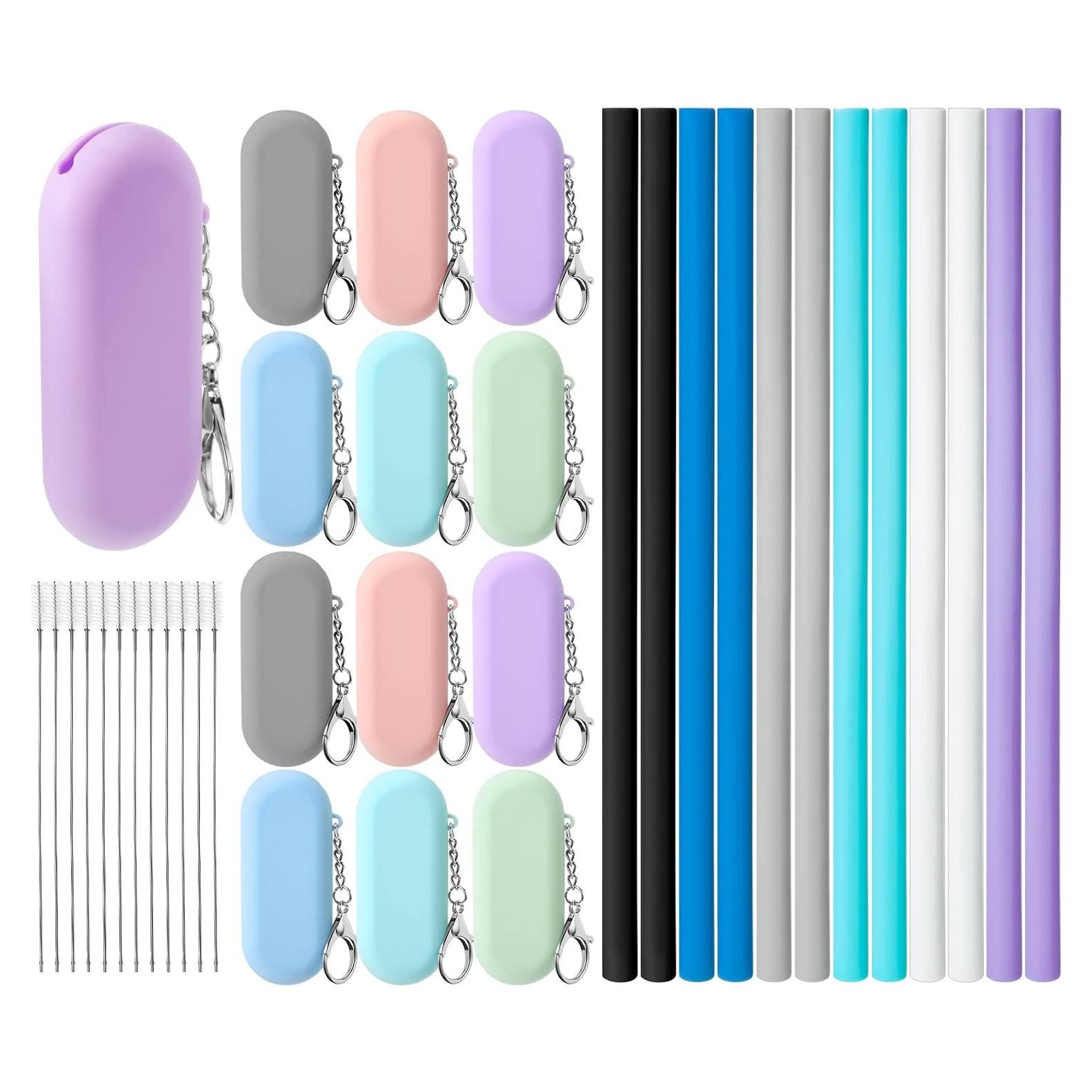 Set de 12 Pajitas Reutilizables Plegables Perthlin con Estuche