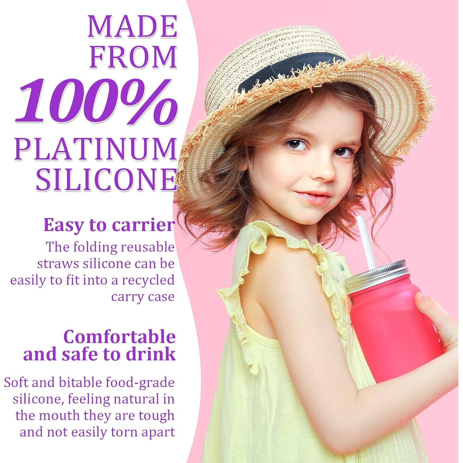 Set de 12 Pajitas Reutilizables Plegables Perthlin con Estuche