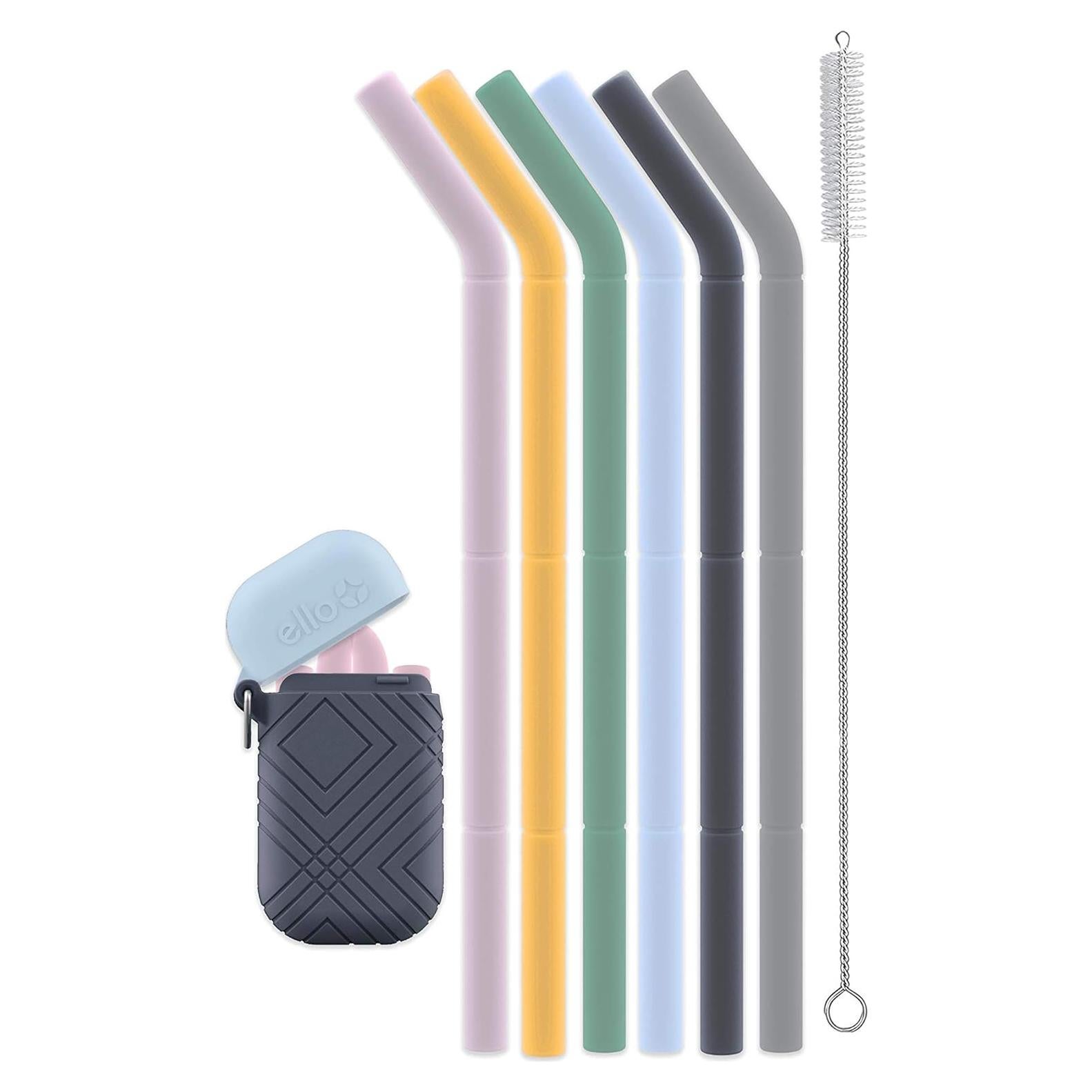 Set de 6 Popotes de Silicona Reutilizables Ello con Estuche