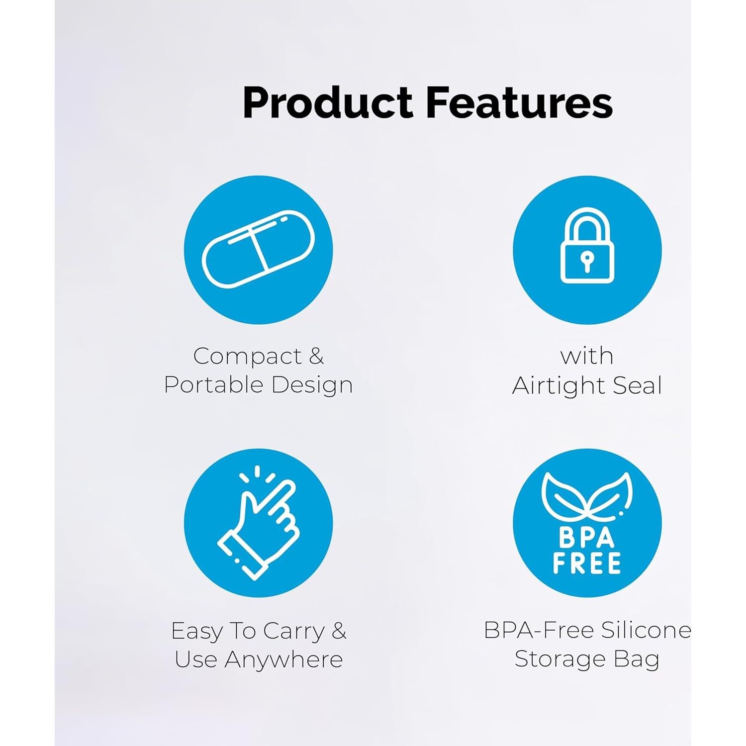 Popotes Reutilizables BlendQuik con Estuche Portátil Gris