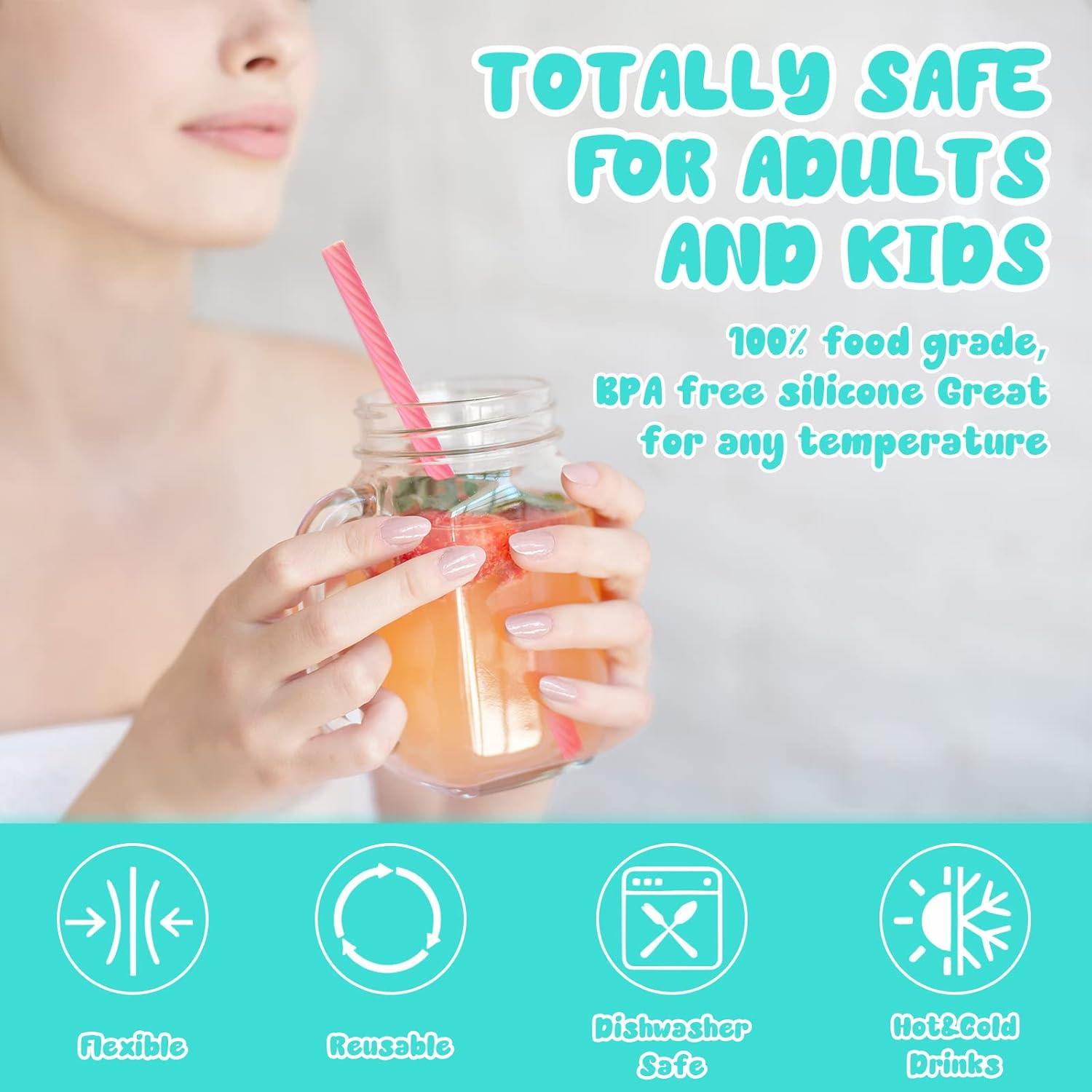 100 Pajitas Reutilizables de Silicona Rtteri con Estuche y Cepillos