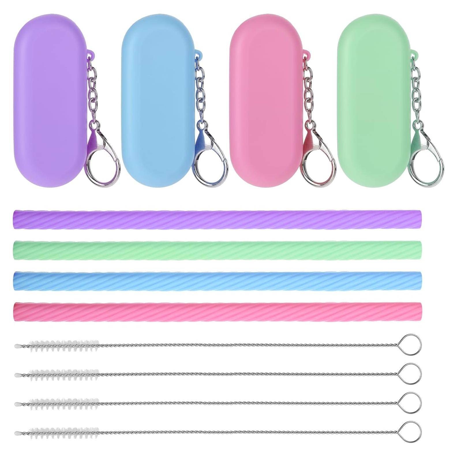 4 Pajitas de Silicona Reutilizables InnoHHustle con Estuche