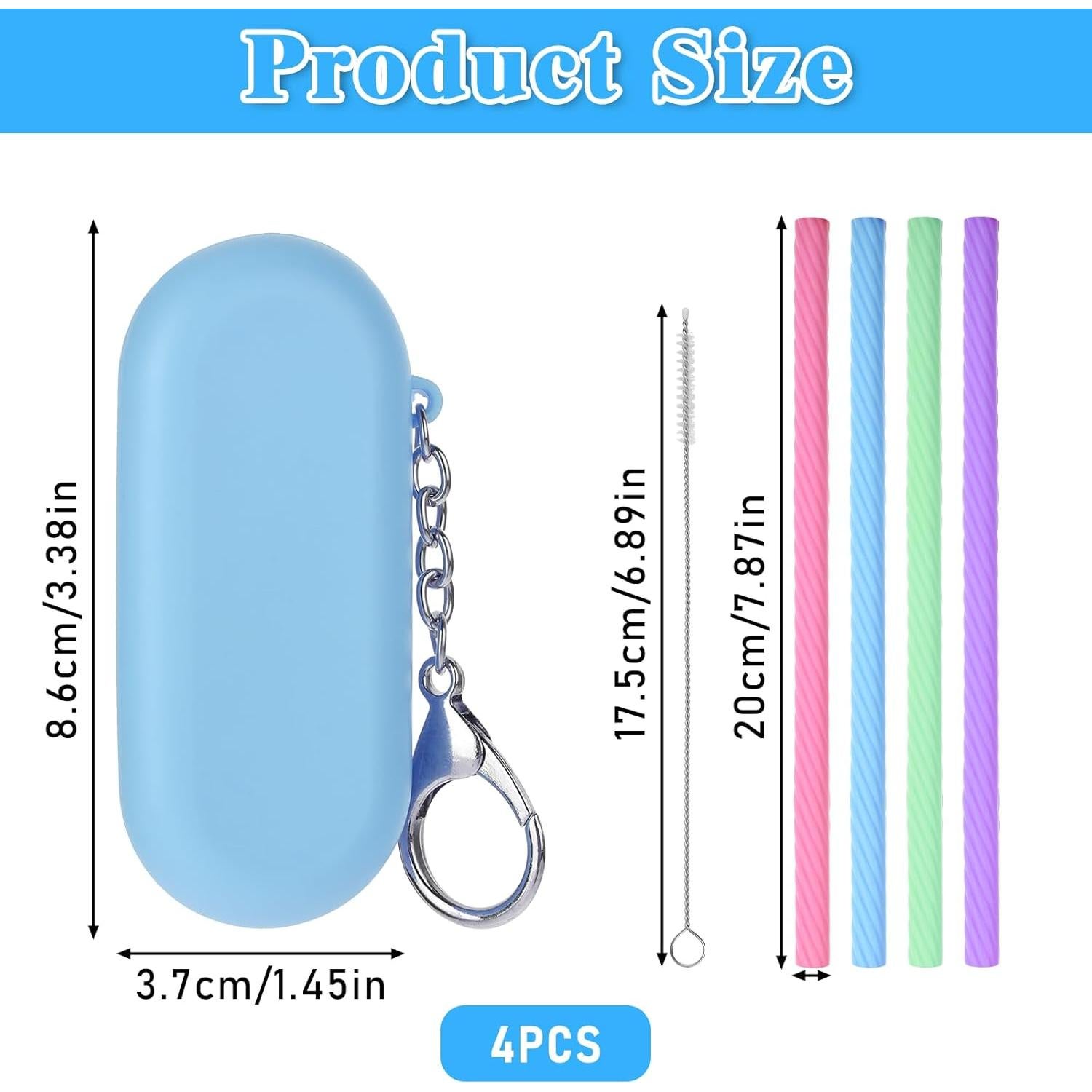 4 Pajitas de Silicona Reutilizables InnoHHustle con Estuche