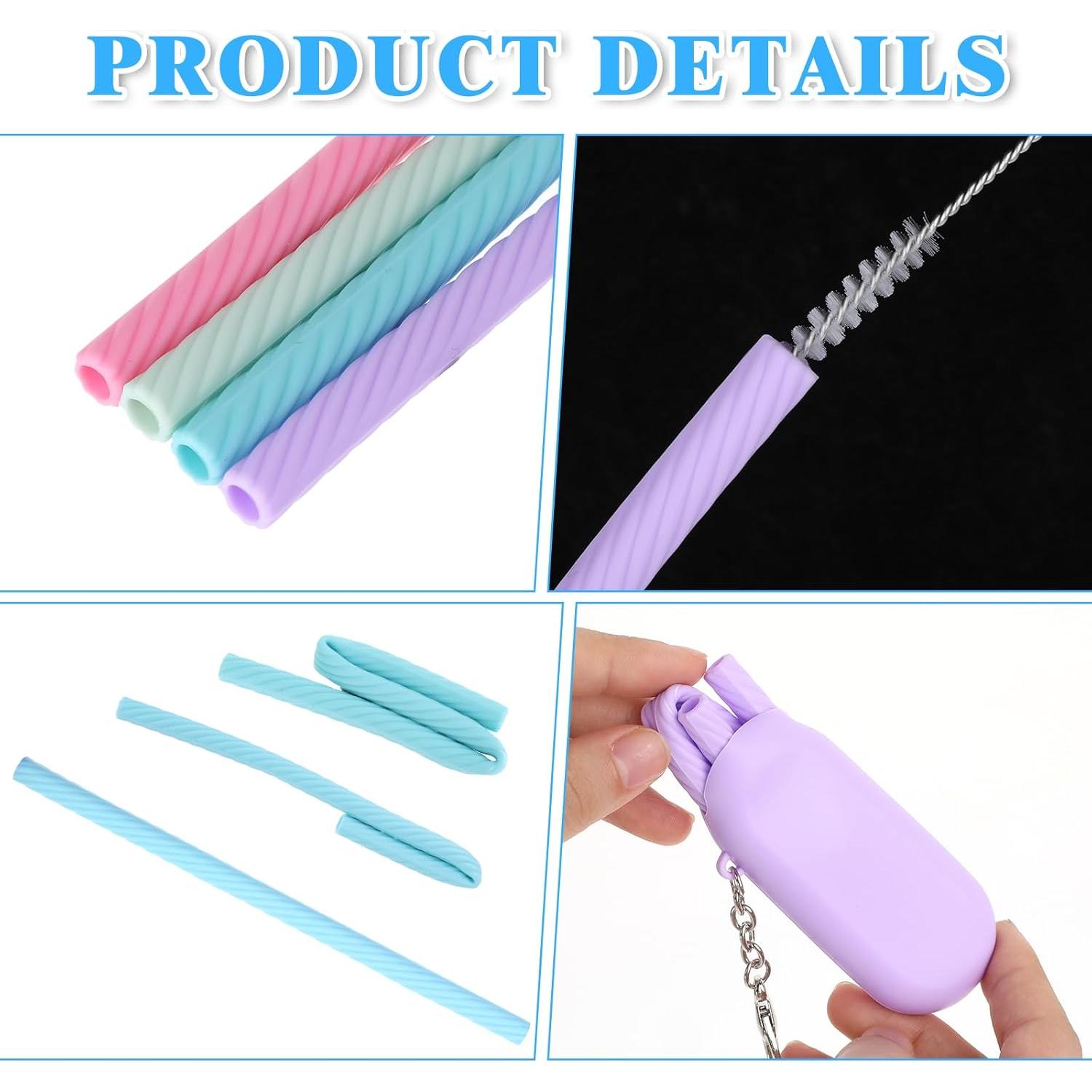 4 Pajitas de Silicona Reutilizables InnoHHustle con Estuche