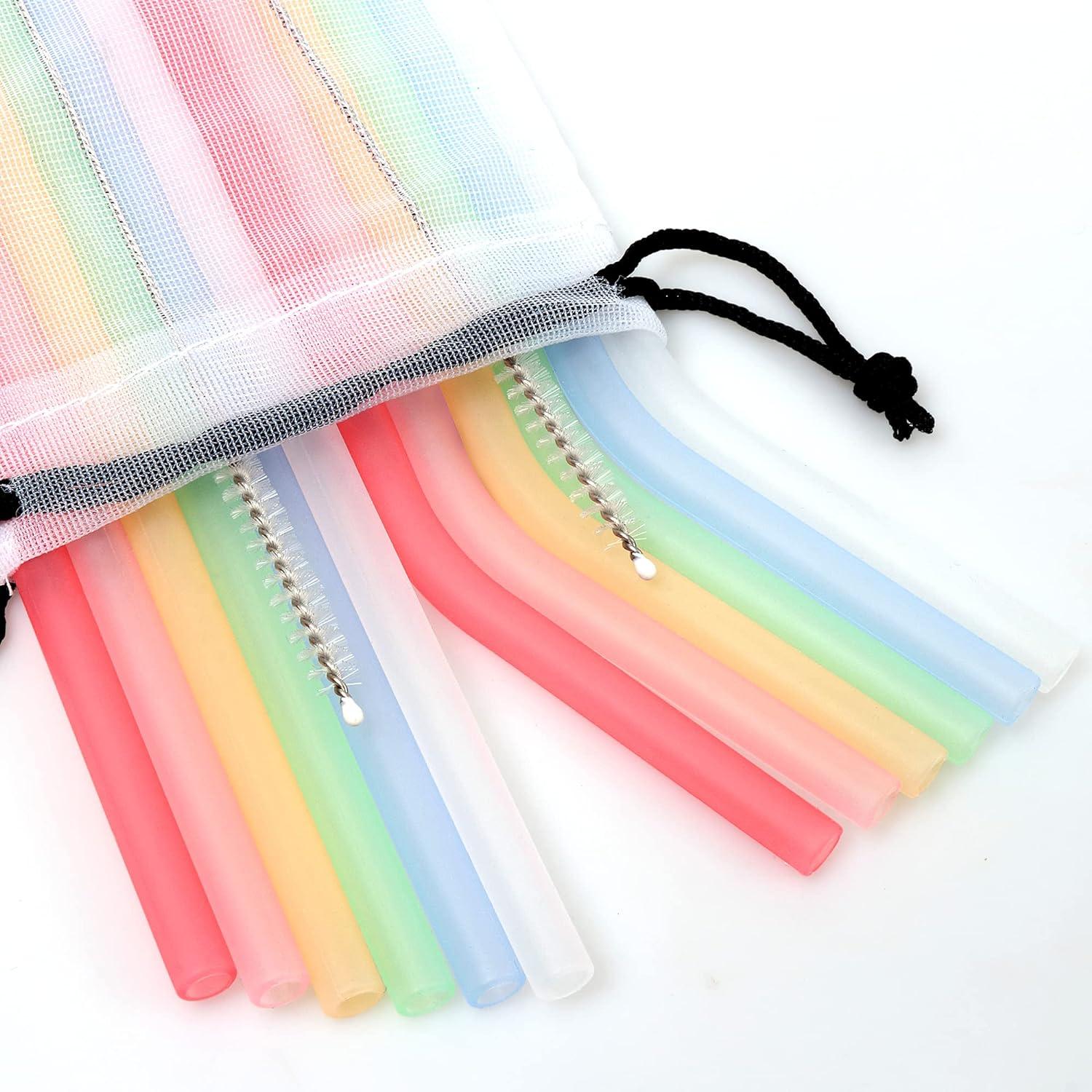 Paquete de 12 Popotes de Silicona Reutilizables SPLF - Ecológicos