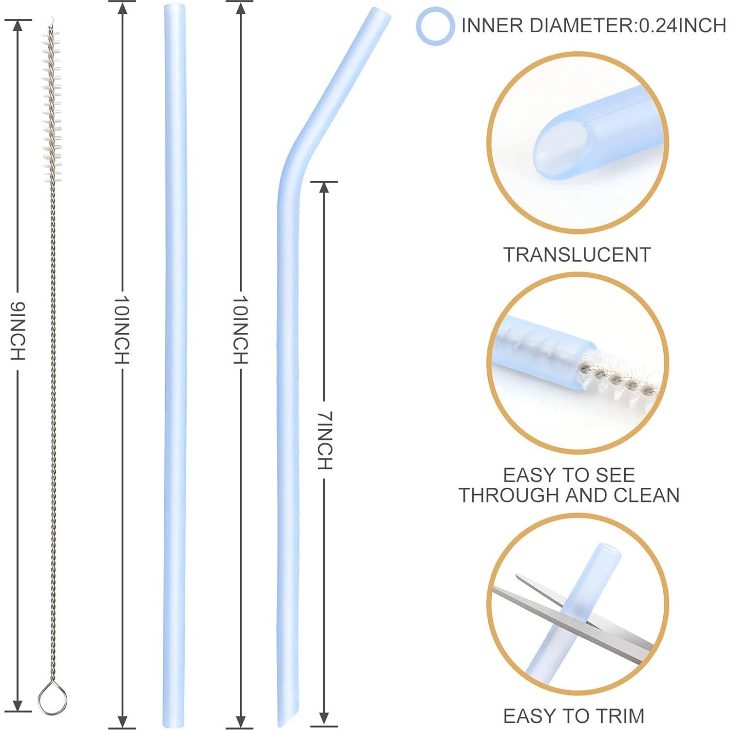 Paquete de 12 Popotes de Silicona Reutilizables SPLF - Ecológicos