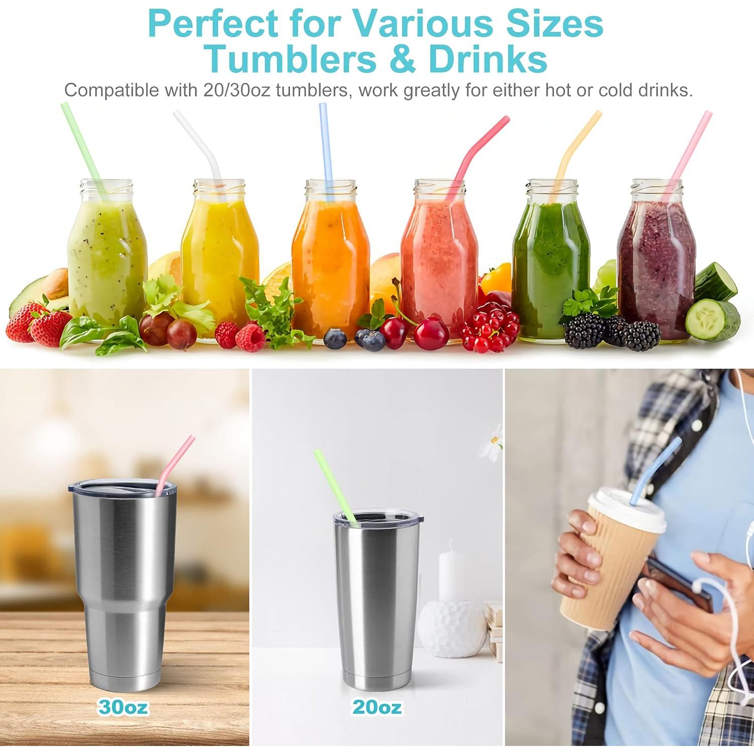 Paquete de 12 Popotes de Silicona Reutilizables SPLF - Ecológicos