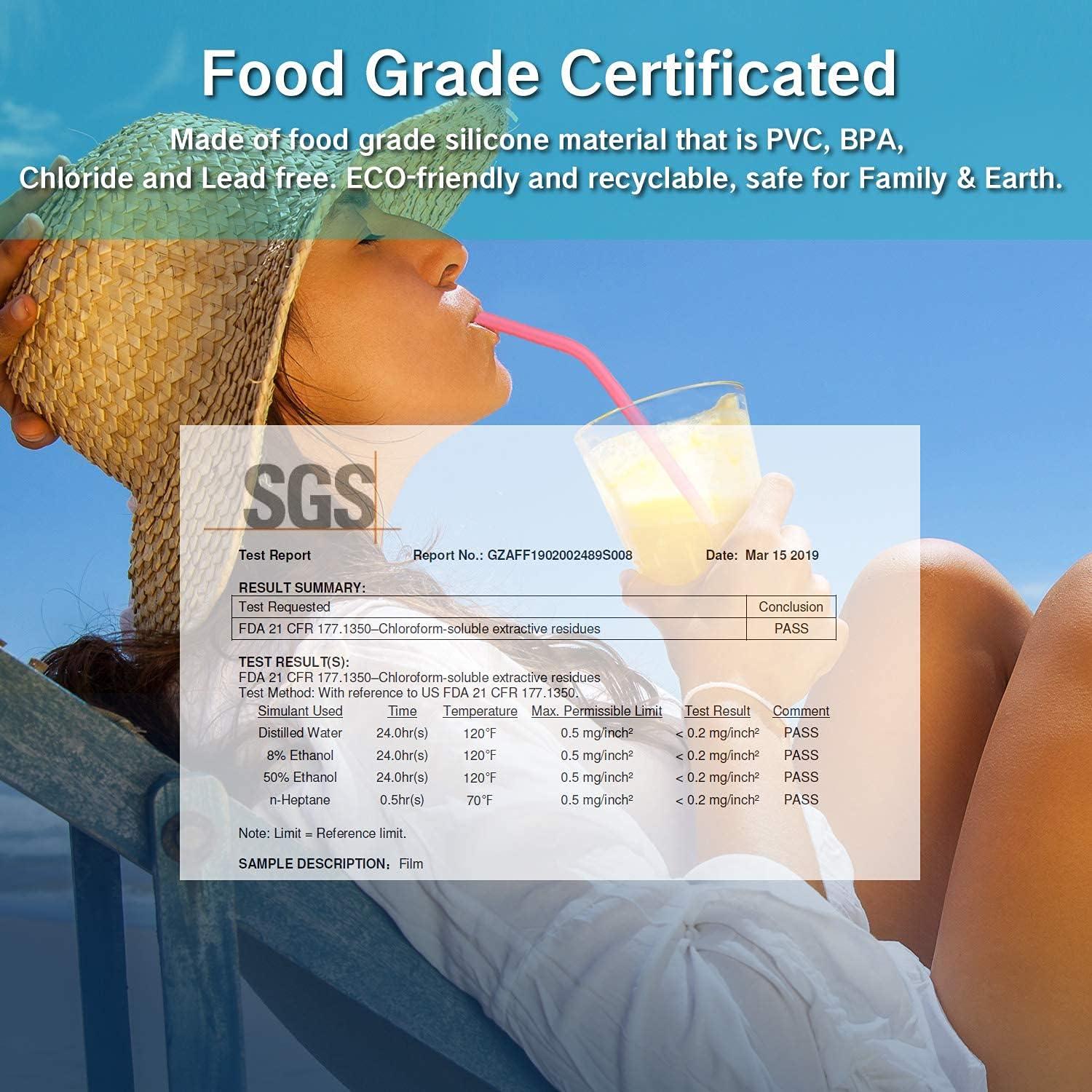 Paquete de 12 Popotes de Silicona Reutilizables SPLF - Ecológicos