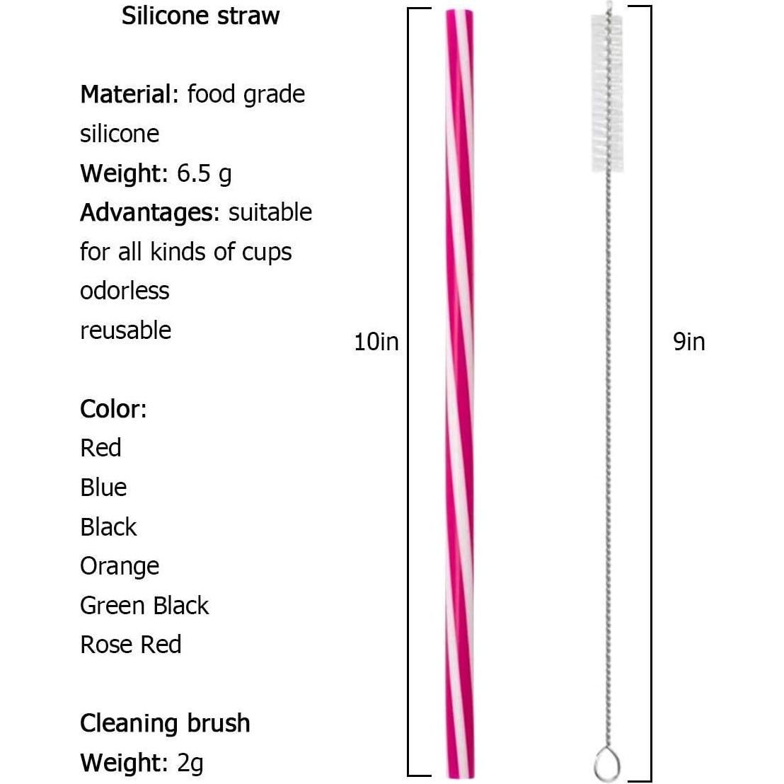 Popotes de Silicona Reutilizables HT-INTL 25.4 cm 12 Pcs