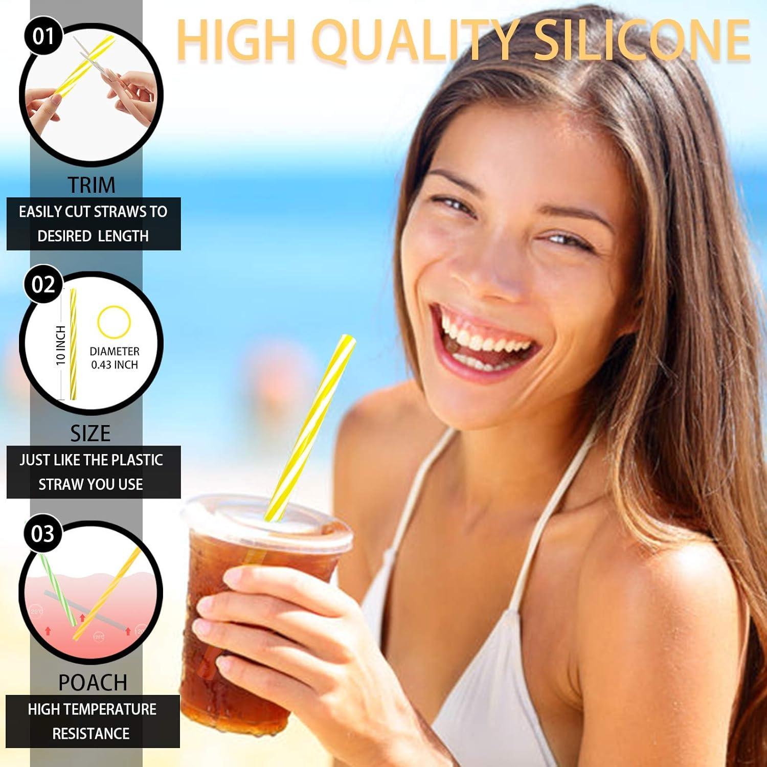 Popotes de Silicona Reutilizables HT-INTL 25.4 cm 12 Pcs