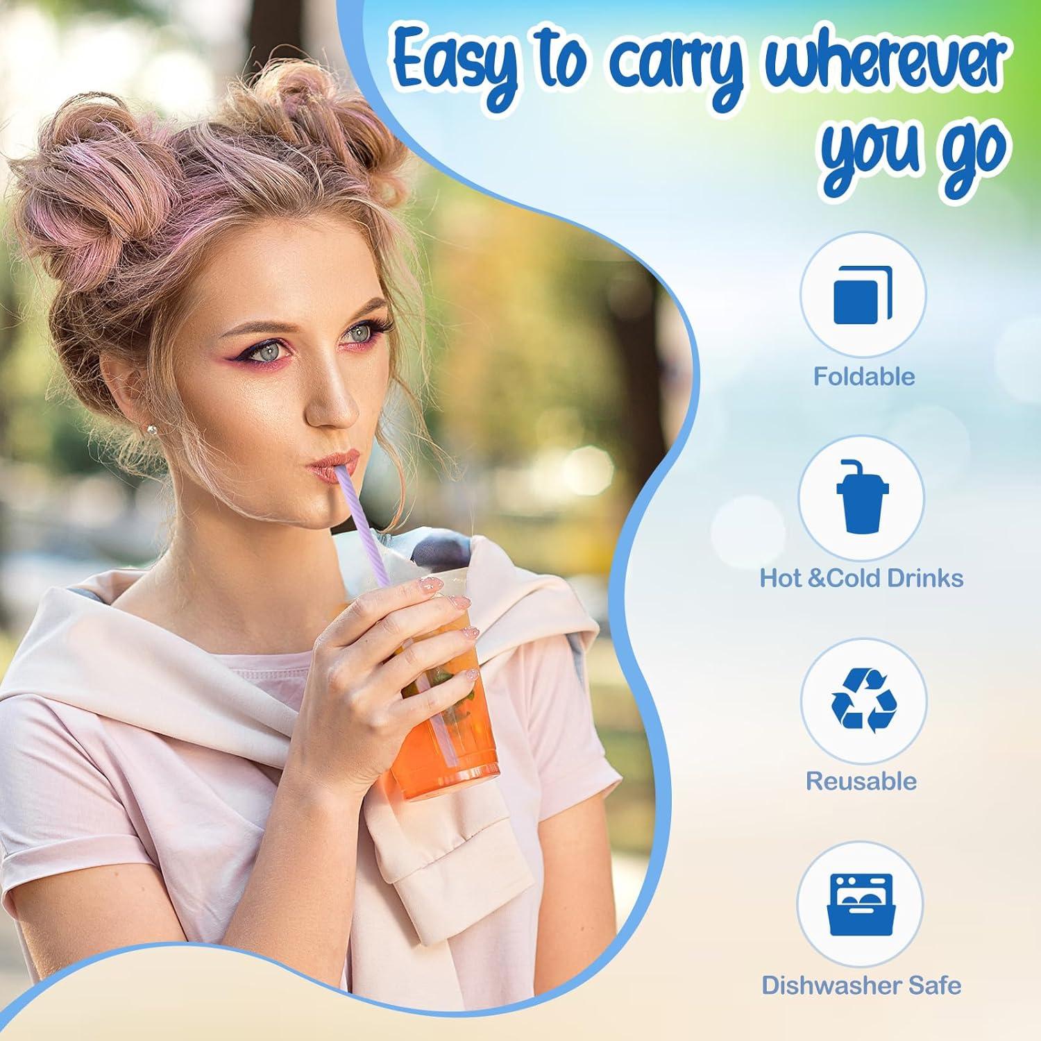 20 Popotes Reutilizables de Silicona BOHUIZ con Estuche y Cepillos