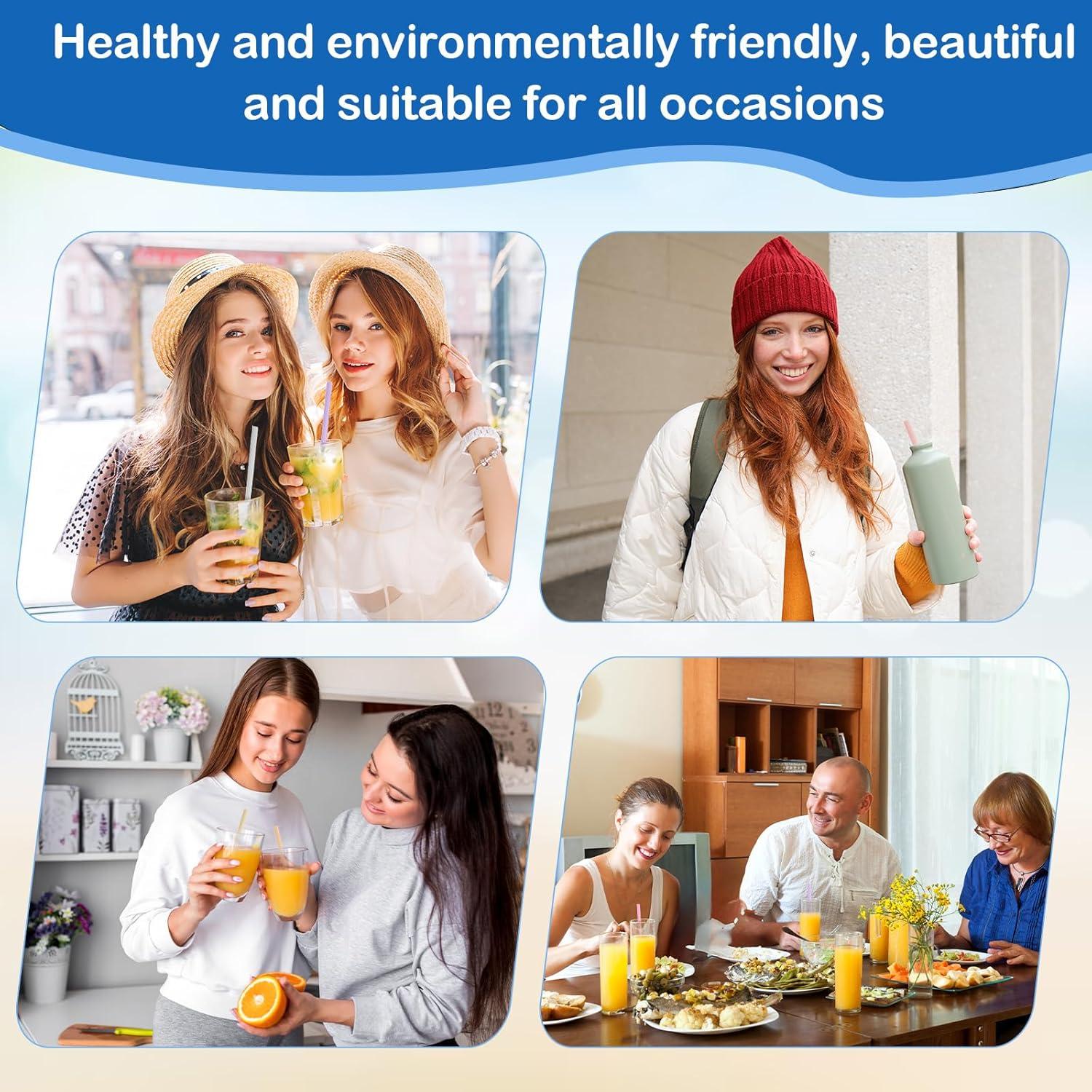 20 Popotes Reutilizables de Silicona BOHUIZ con Estuche y Cepillos