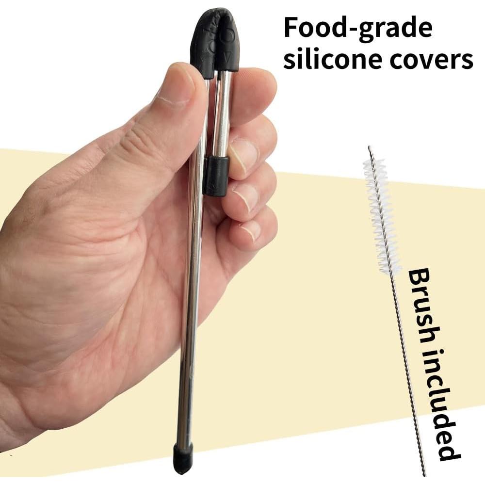 Pajilla Flexible Reutilizable Otripo de Acero Inoxidable 25 cm