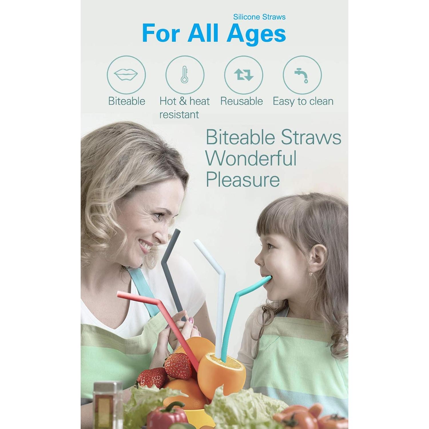 Juego de 10 Pajitas de Silicona Reutilizables CTVB 25cm