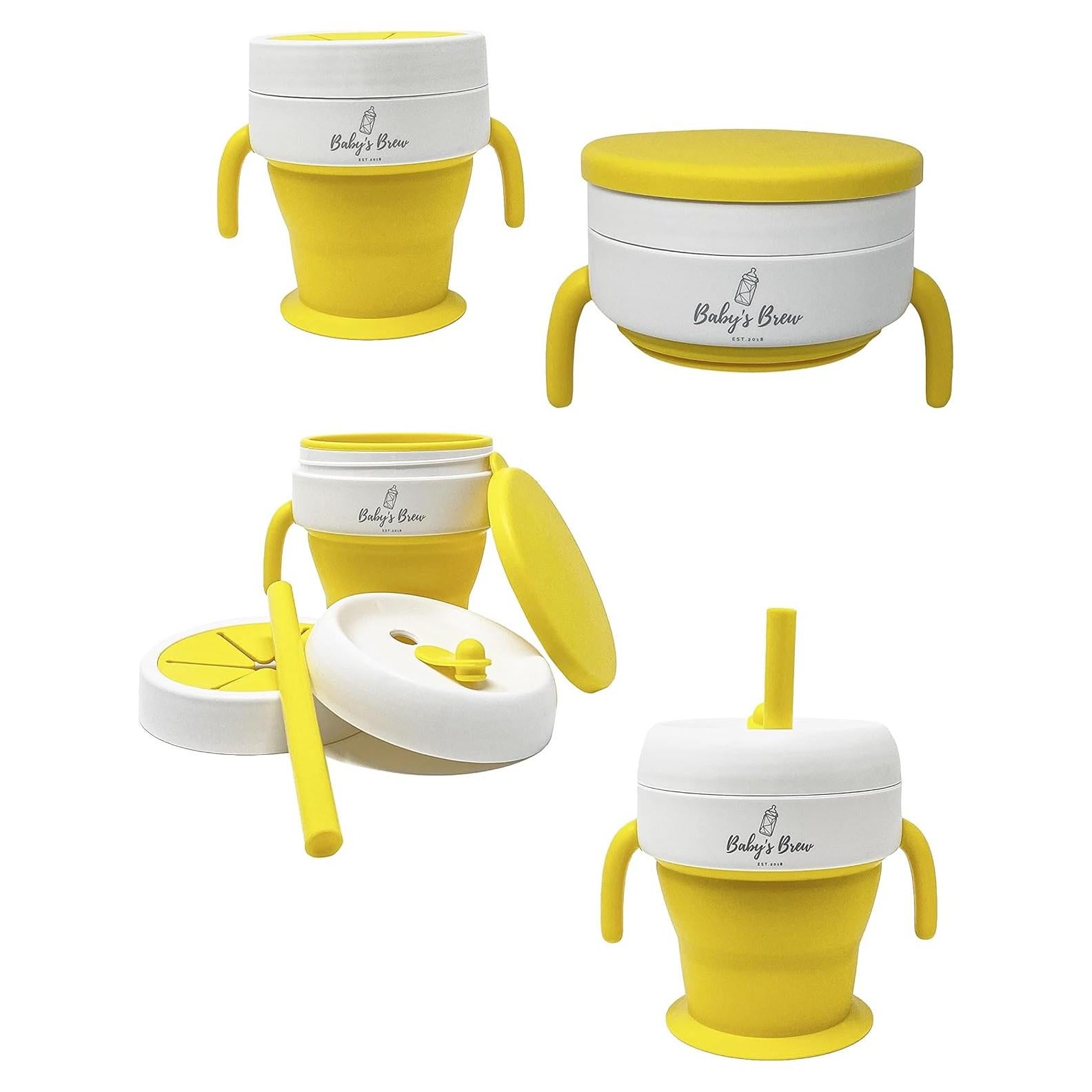 Taza Plegable 2 en 1 Baby's Brew Amarillo - Silicona BPA Free