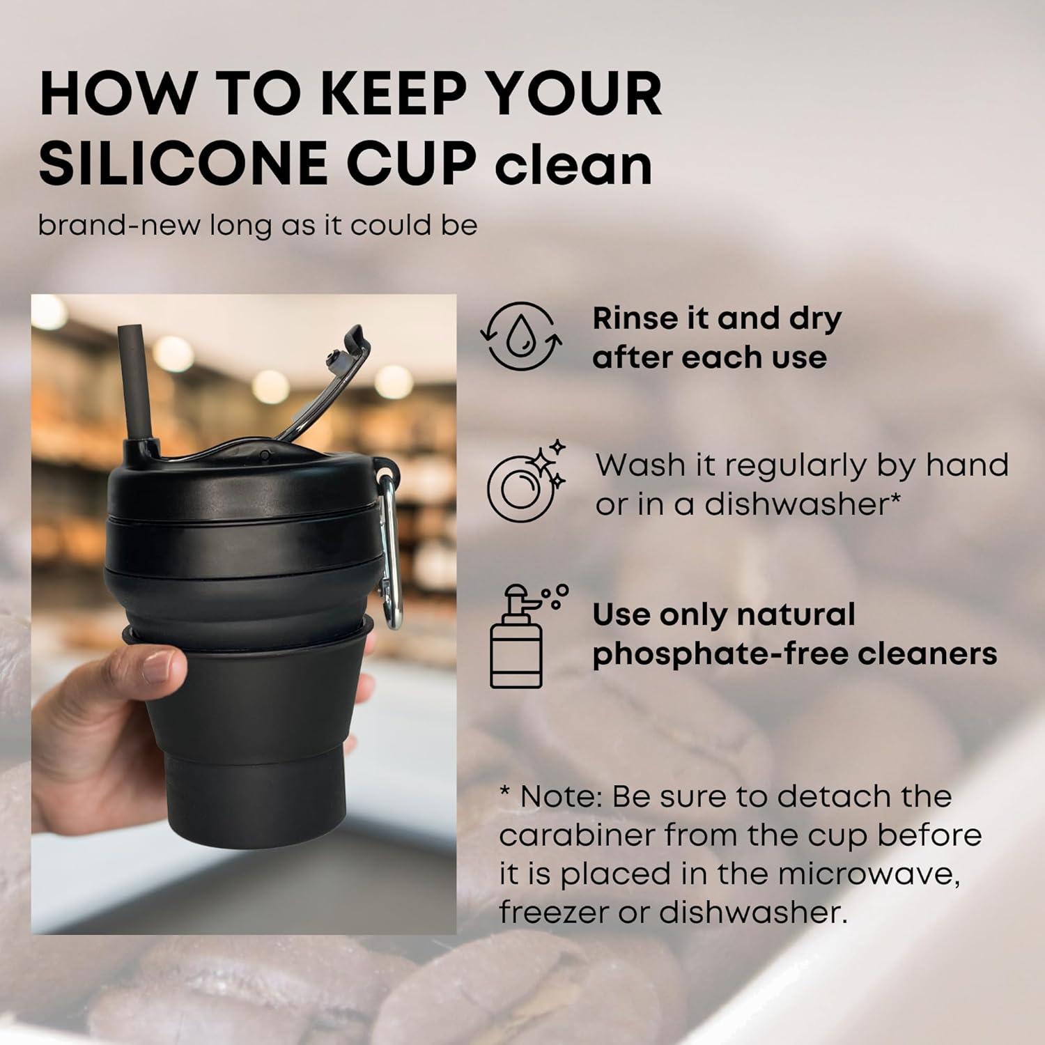 Taza de Café Plegable Reutilizable YARO 16oz Negra