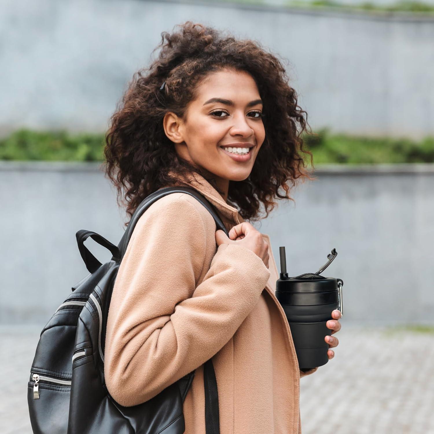 Taza de Café Plegable Reutilizable YARO 16oz Negra