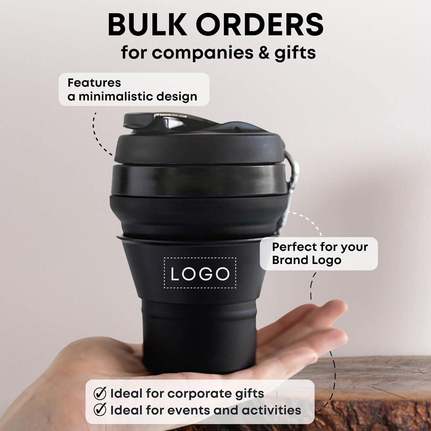 Taza de Café Plegable Reutilizable YARO 16oz Negra